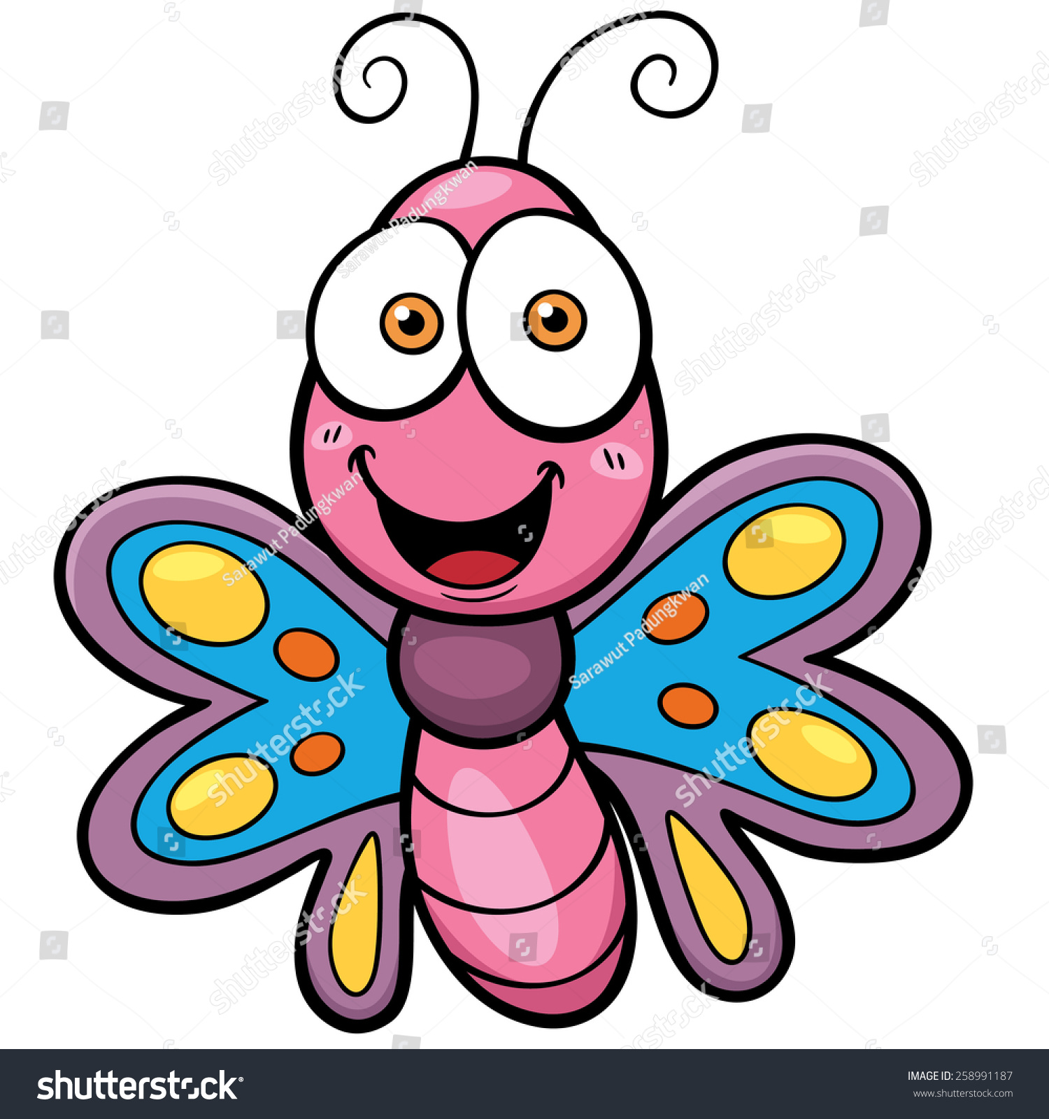 Vector Illustration Butterfly Cartoon Stock Vector (Royalty Free) 258991187