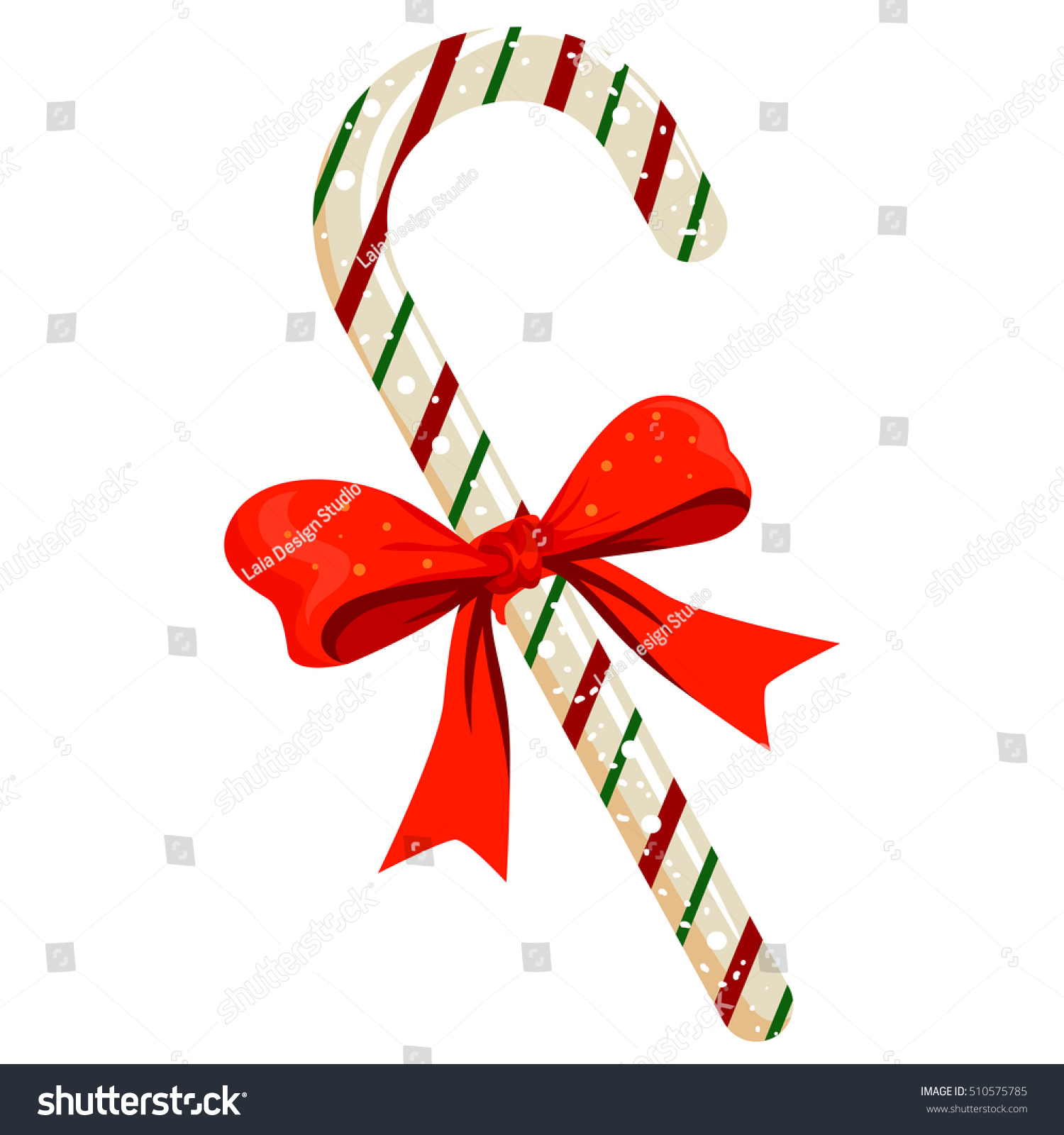 Vector Illustration Candy Cane Red Ribbon Stock Vector 510575785 ...