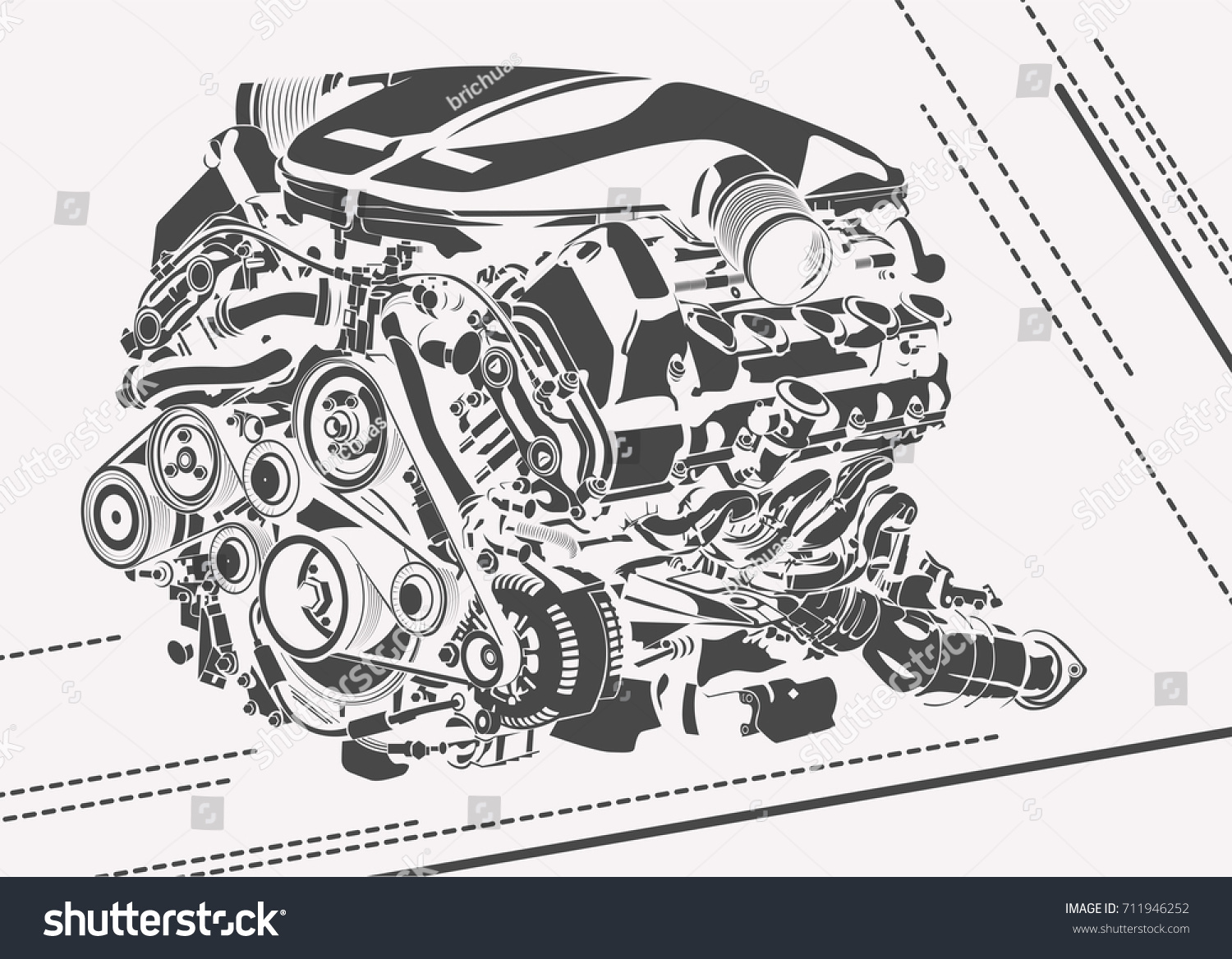 Vector Illustration Car Engine Stock Vector 711946252 - Shutterstock