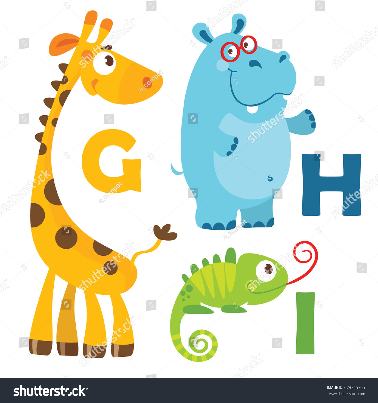 Vector Illustration Cartoon Animals Alphabet Design Stock Vector ...