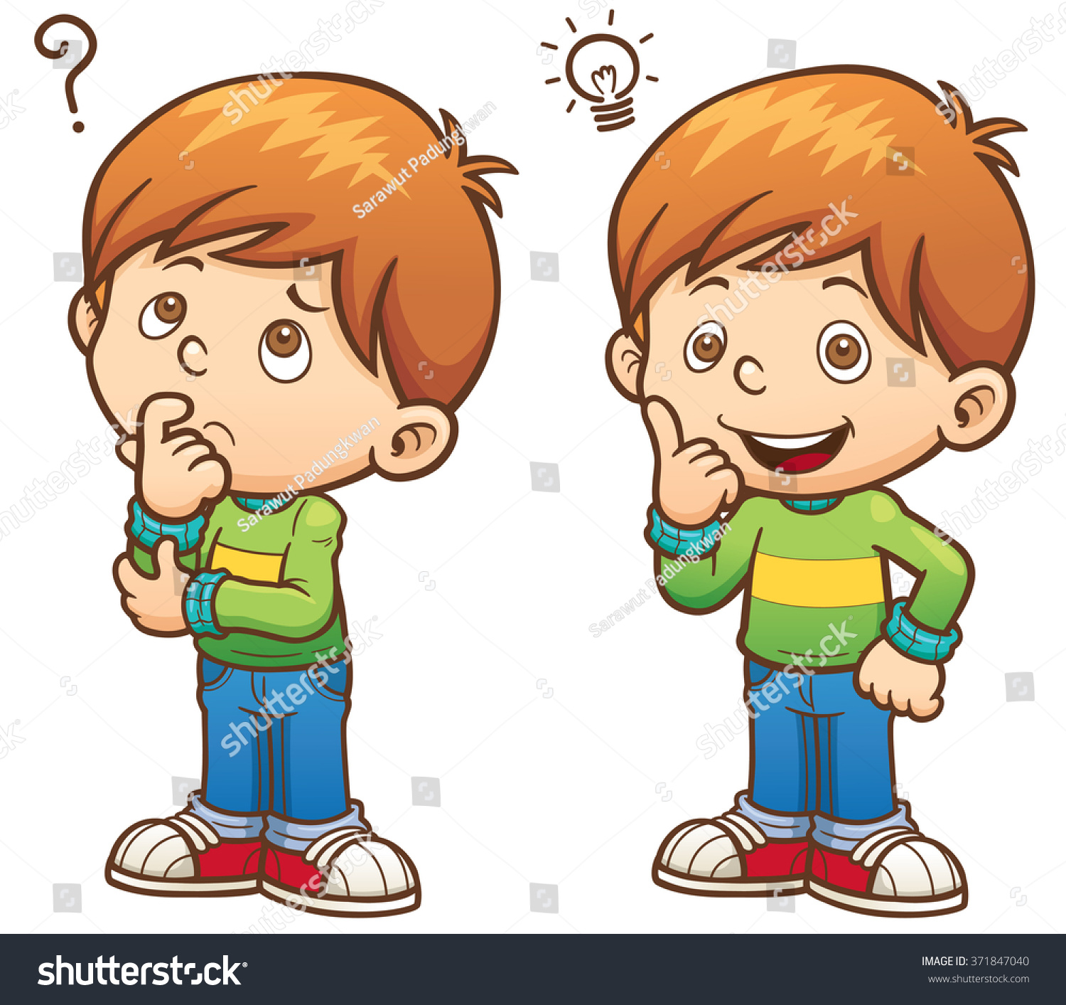 Image result for cartoon of boy happy and thinking