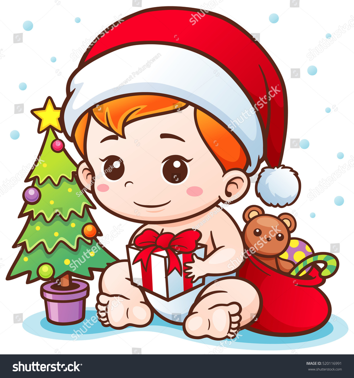 Vector Illustration Cartoon Cute Baby Santa Stock Vector 520116991 ...