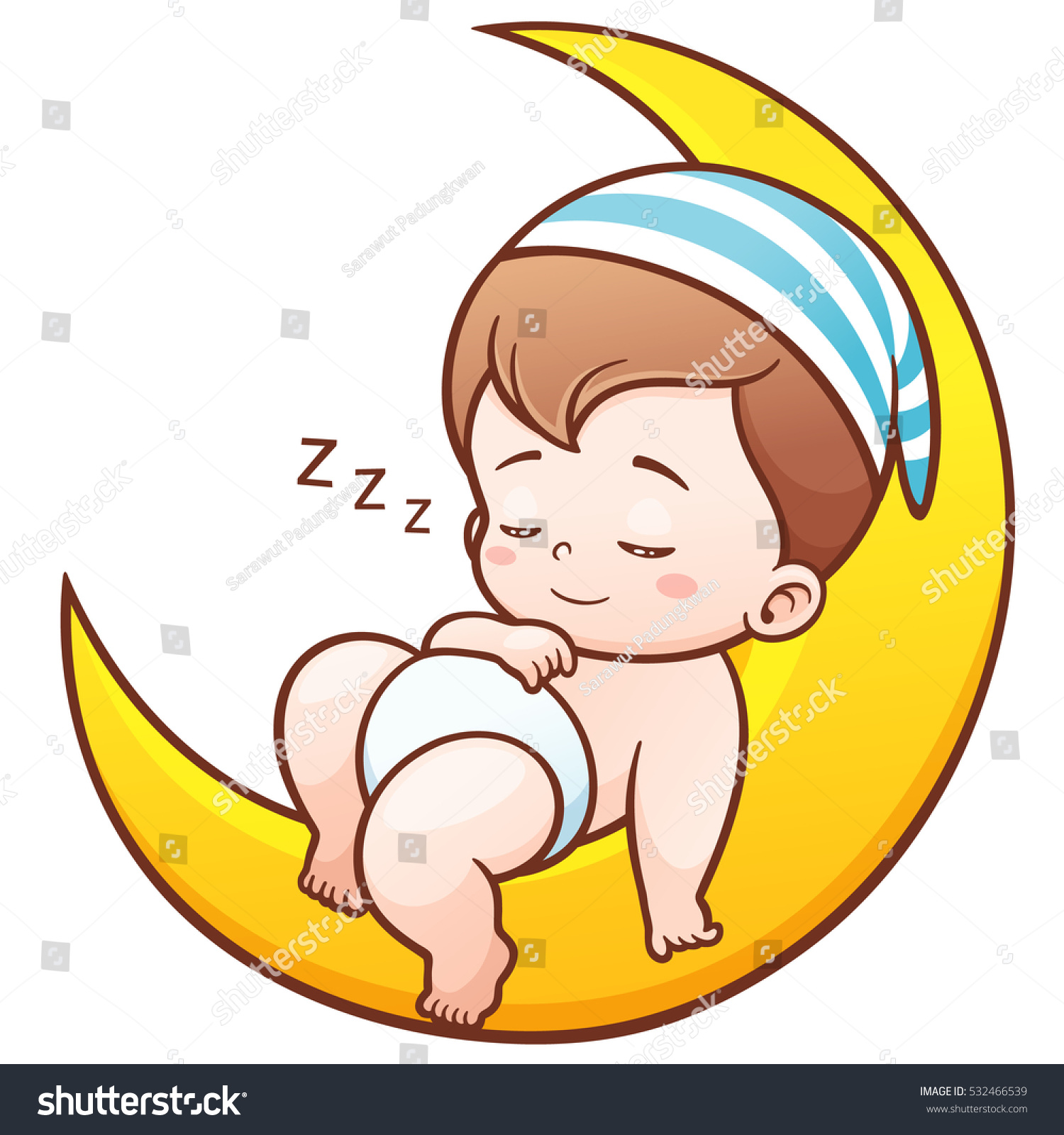 Vector Illustration Cartoon Cute Baby Sleeping Stock Vector (Royalty ...