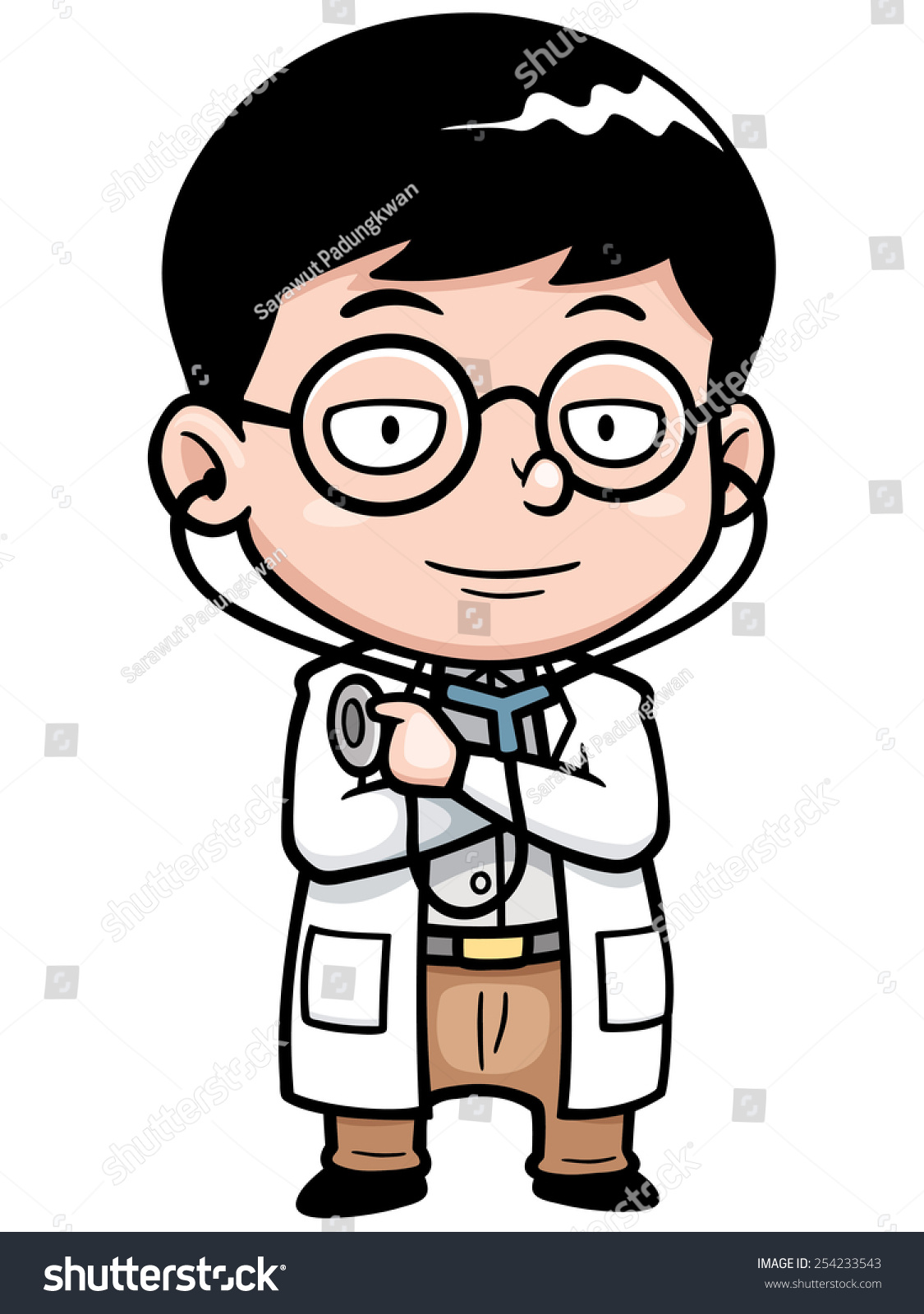 Vector Illustration Cartoon Doctor Stethoscope: เวกเตอร์สต็อก (ปลอดค่า ...