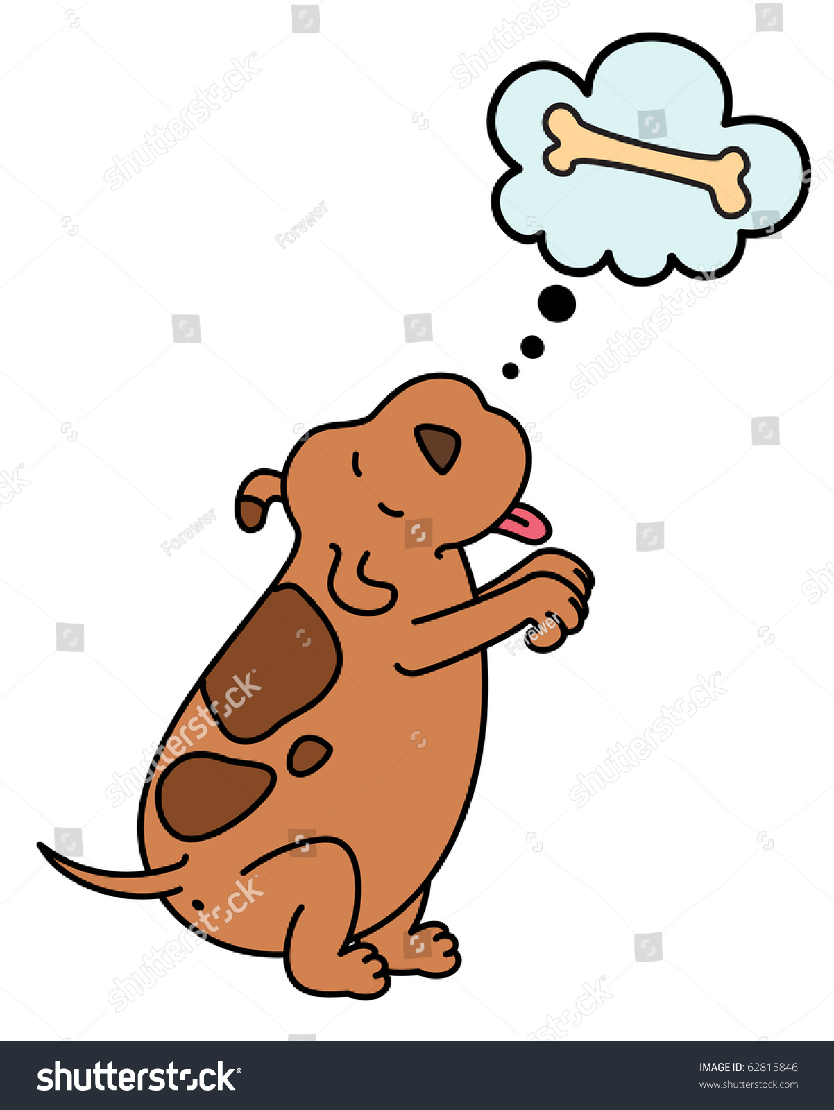 Vector Illustration Of Cartoon Dog Dream About Bone - 62815846 ...