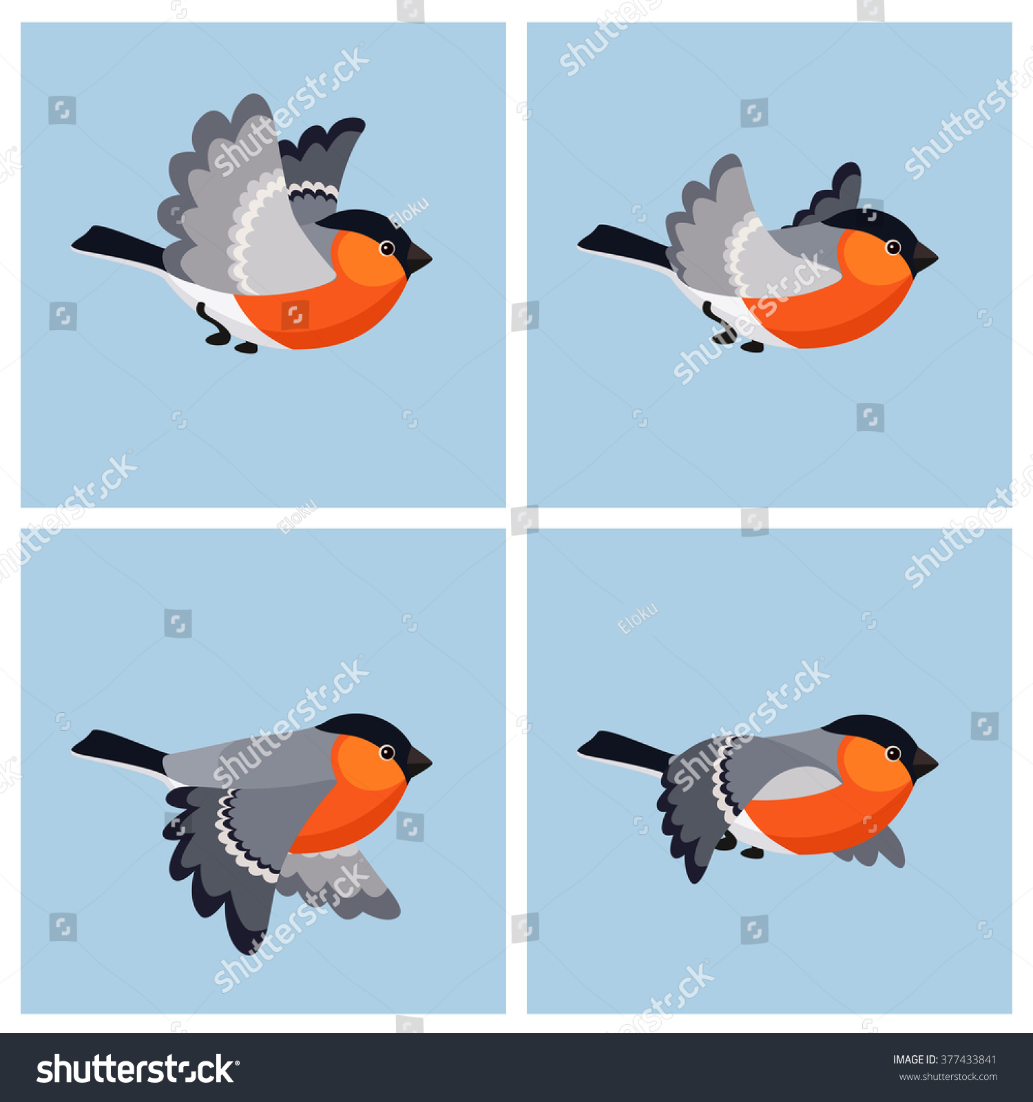 Download Vector Illustration Cartoon Flying Bullfinch Animation ...