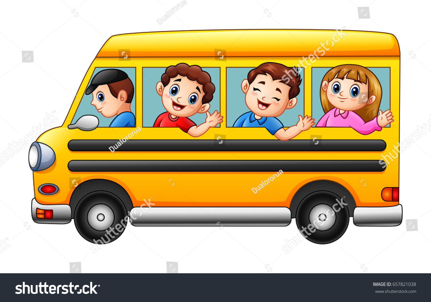 Vector Illustration Cartoon Kids Going School Stock Vector (Royalty ...