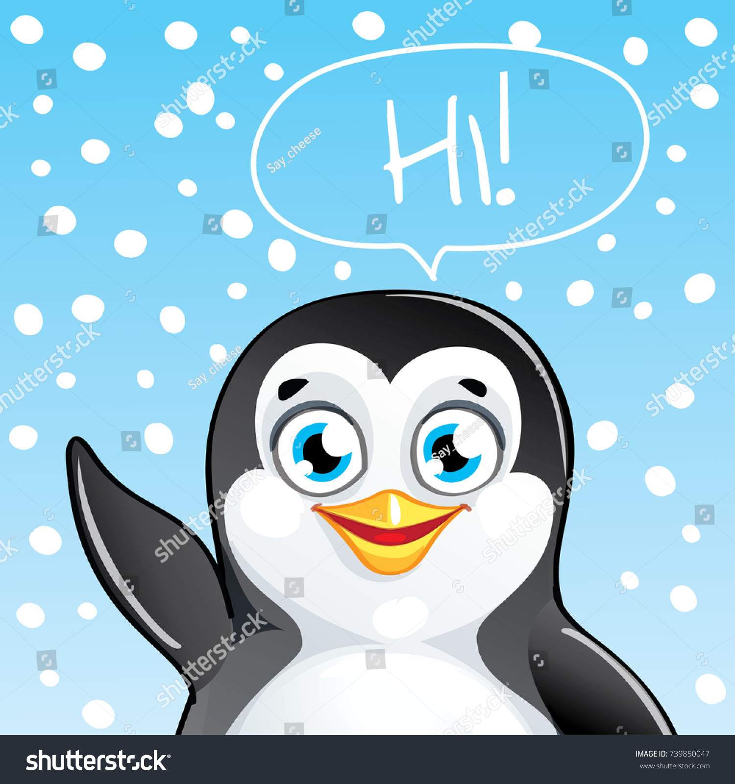 Vector Illustration Cartoon Penguin Hi Stock Vector (Royalty Free ...