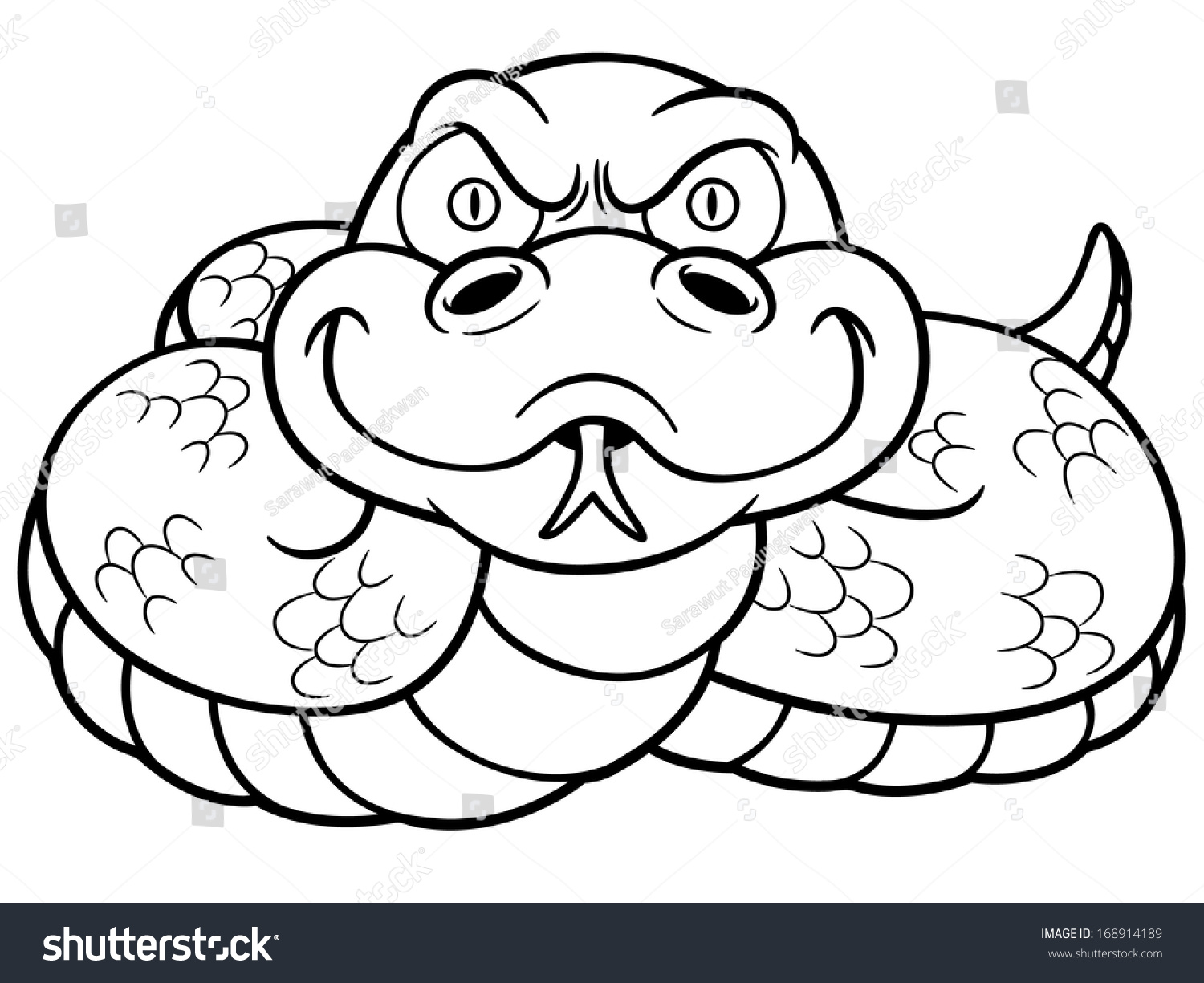 Vector Illustration Of Cartoon Snake - Coloring Book - 168914189 ...