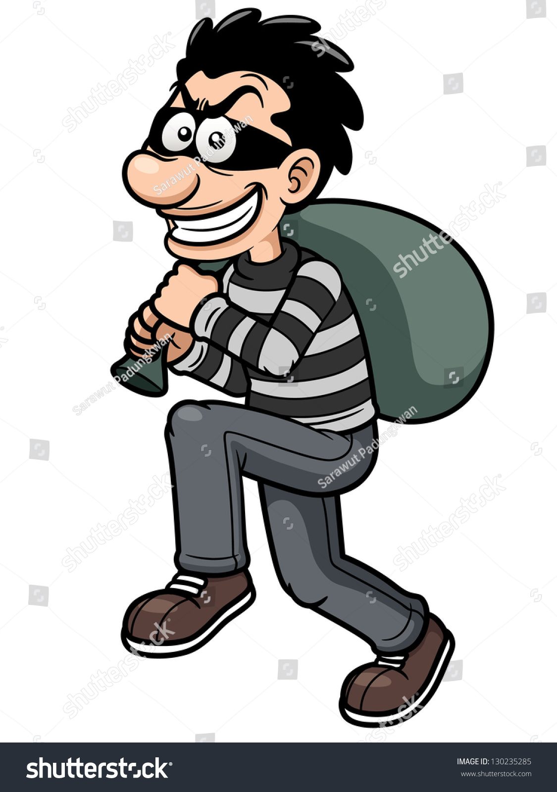 Vector Illustration Of Cartoon Thief - 130235285 : Shutterstock