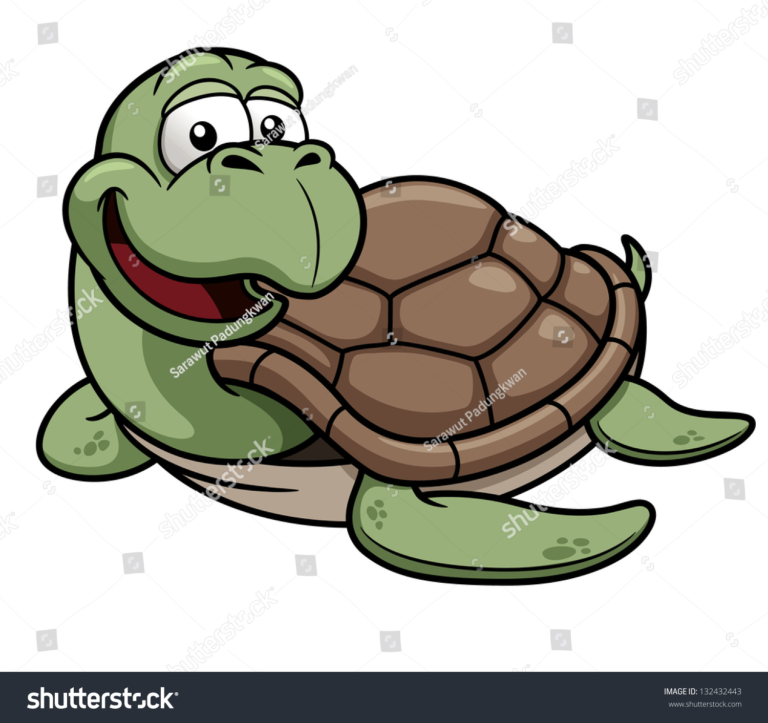 Vector Illustration Cartoon Turtle Stock Vector 132432443 - Shutterstock