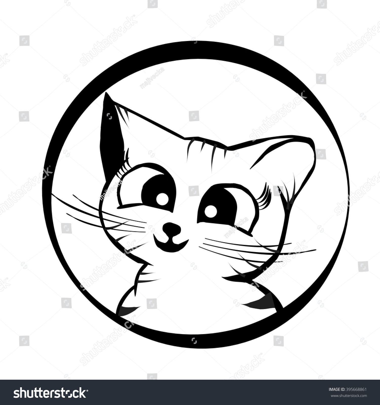 Vector Illustration Cat Logo On White Stock Vector (Royalty Free) 395668861