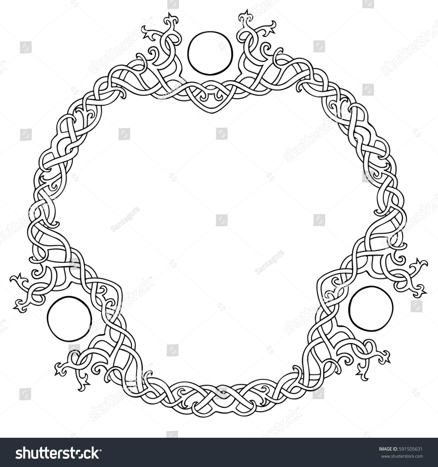 Vector Illustration Celtic Knot Circle Frame Stock Vector 591505631 