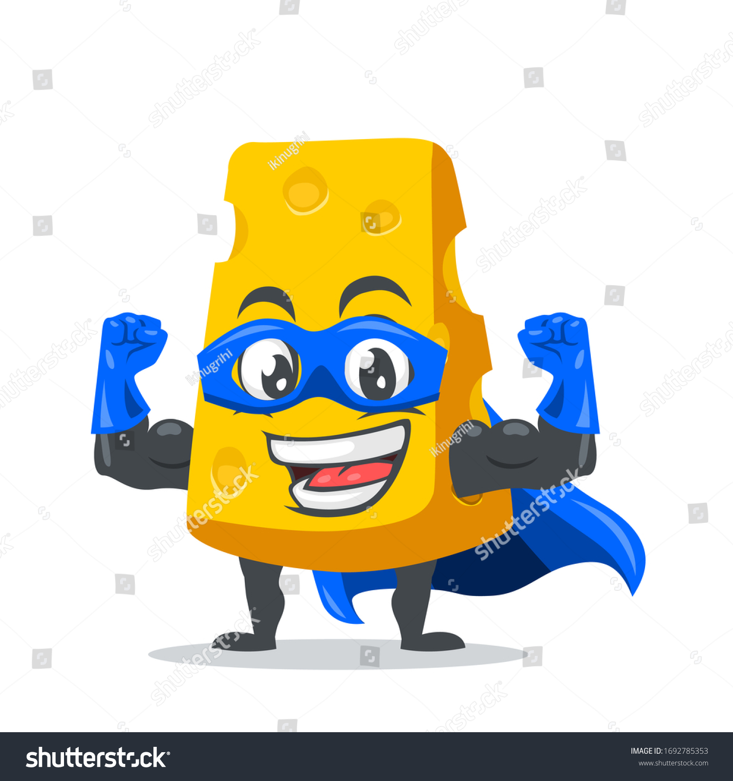 SVG of vector illustration of cheese character or mascot wearing super hero costume svg