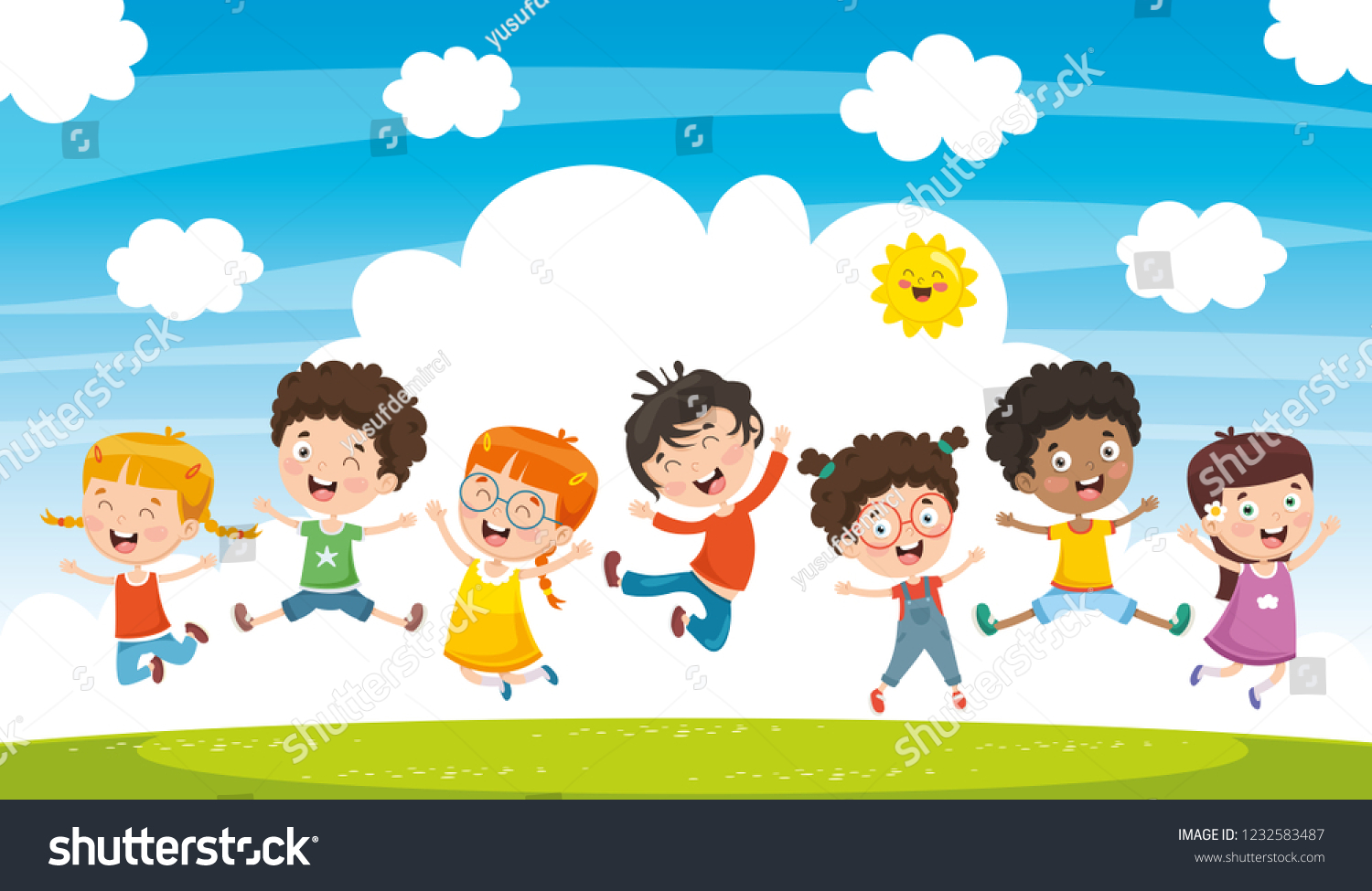 Vector Illustration Children Playing Stock Vector (Royalty Free ...