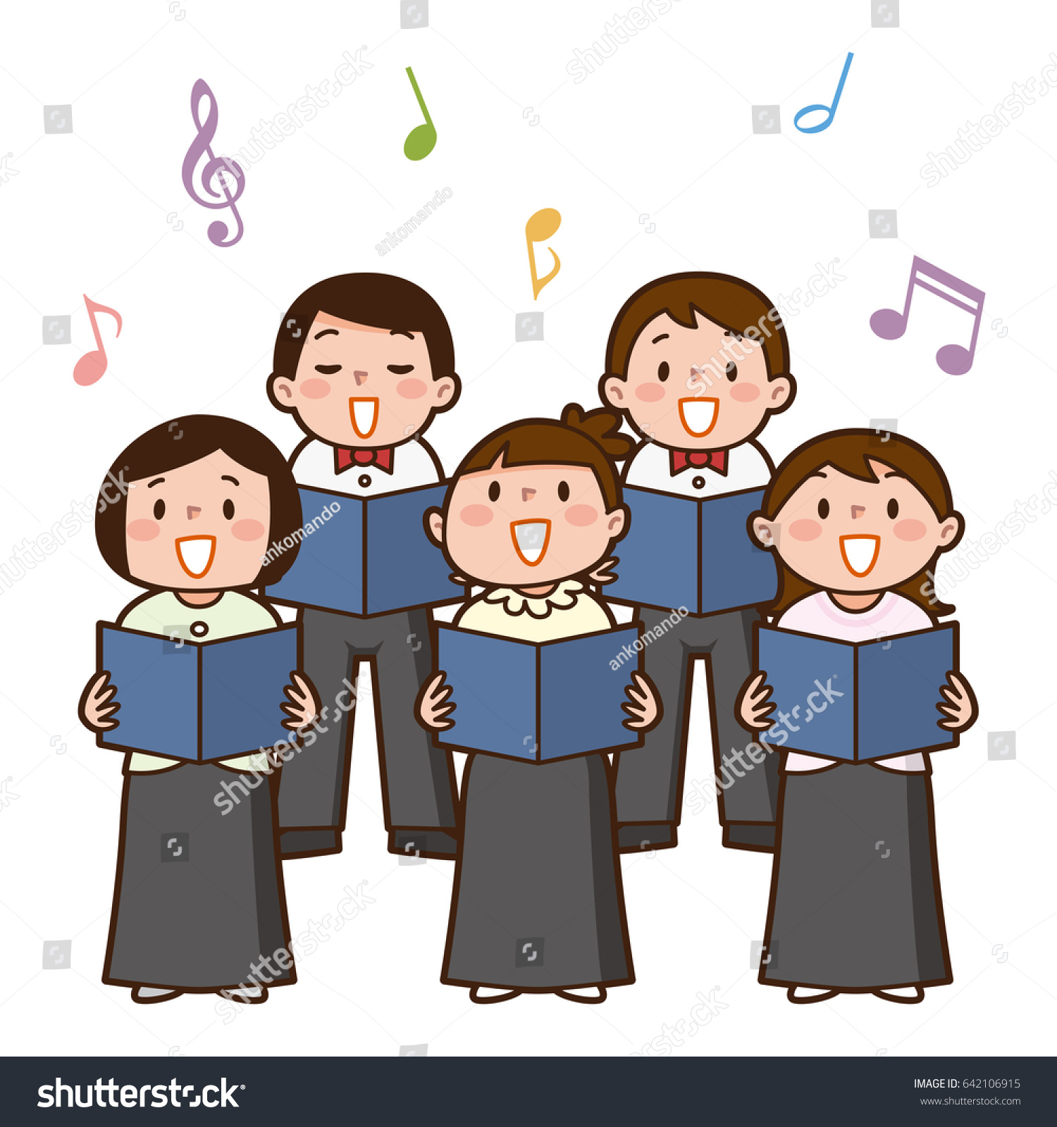 Vector Illustration Choir Girls Boys Singing Stock Vector (Royalty Free