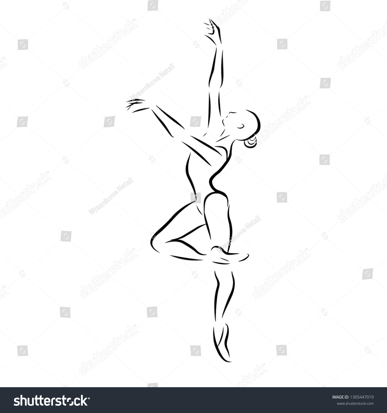 Vector Illustration Classical Ballet Figure Ballet 스톡 벡터로열티 프리 1305447019