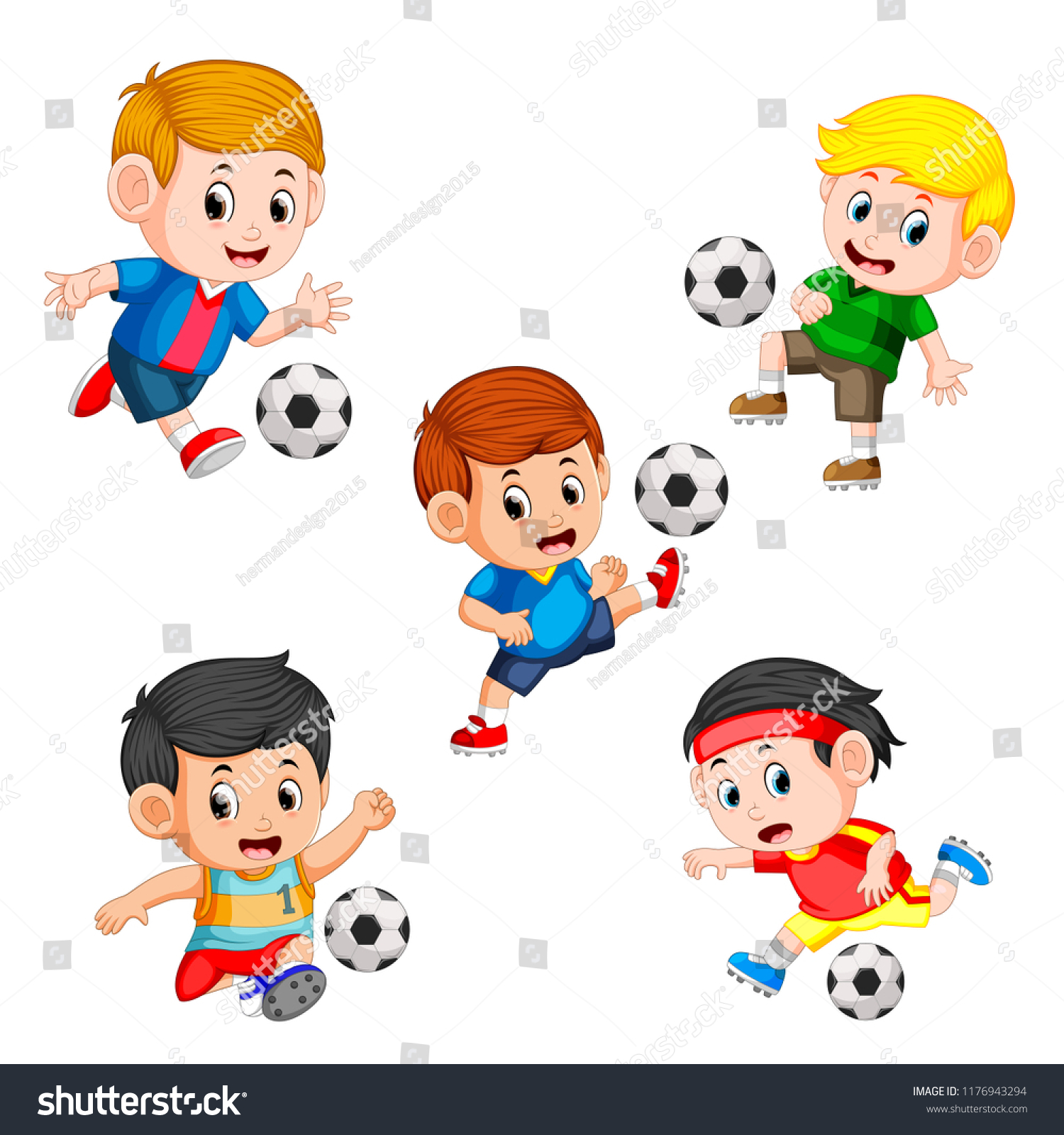 Vector Illustration Collection Soccer Children Player Stock Vector ...