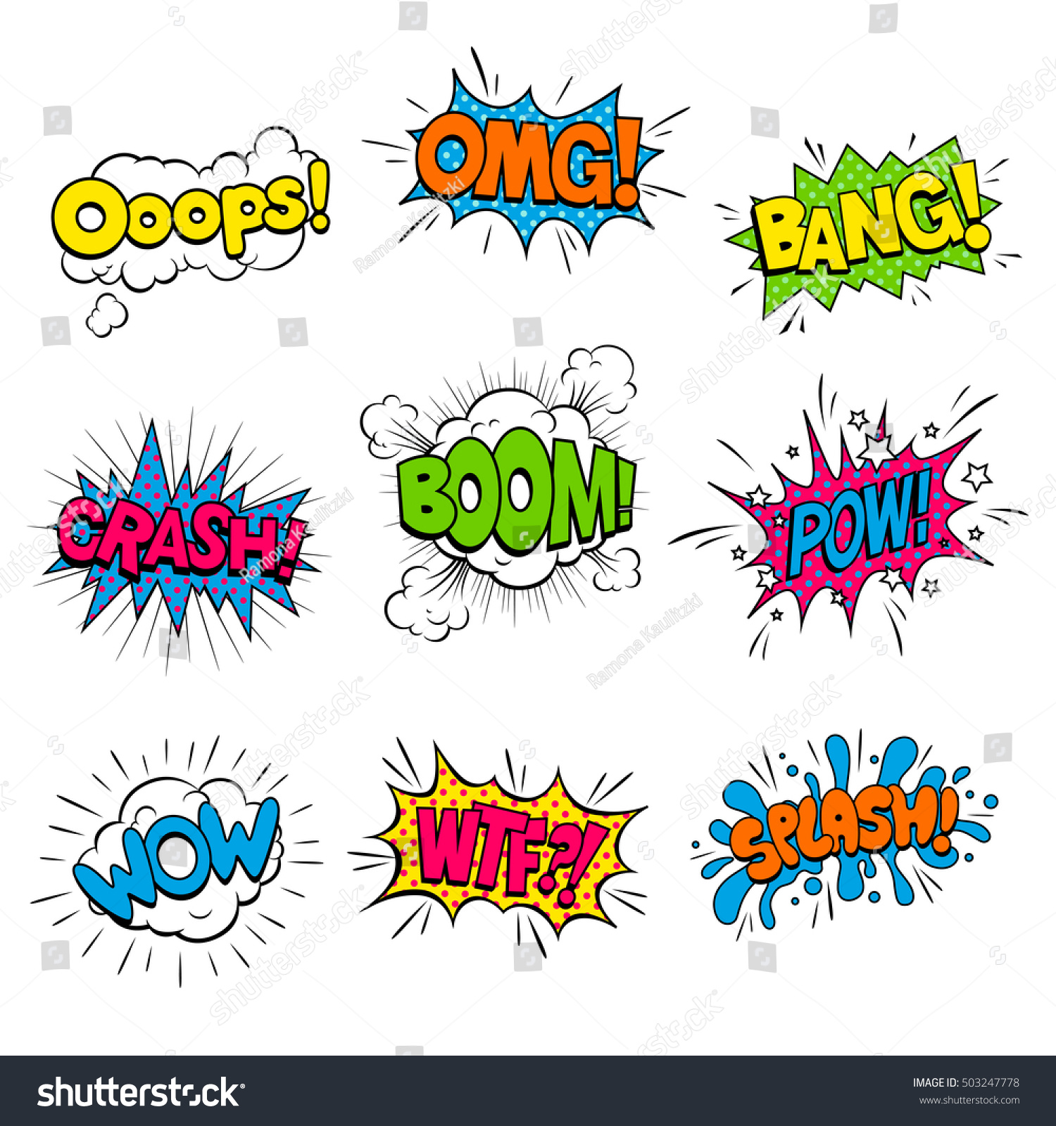 Vector Illustration Colorful Sound Cartoon Effects Stock Vector ...