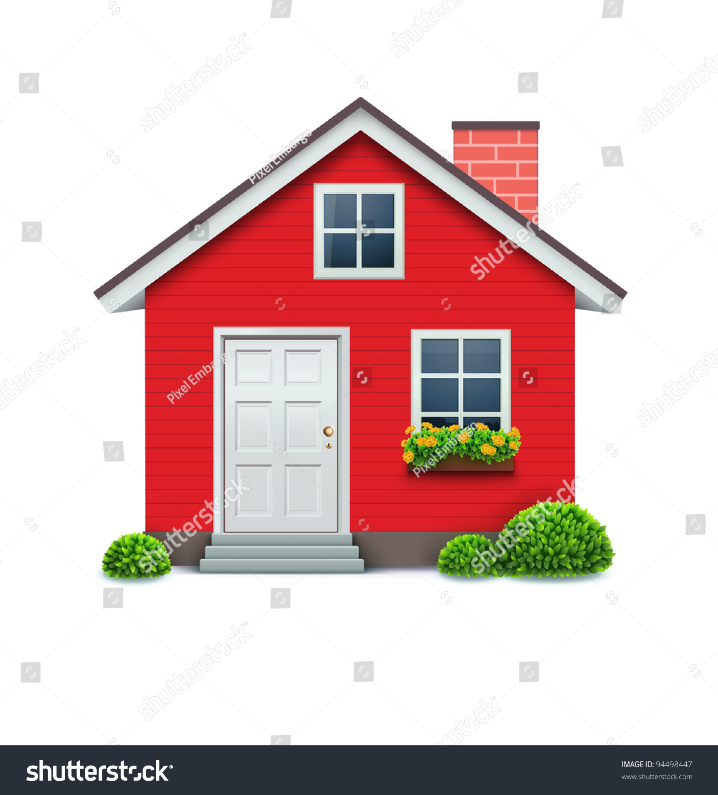 SVG of Vector illustration of cool detailed red house icon isolated on white background. svg