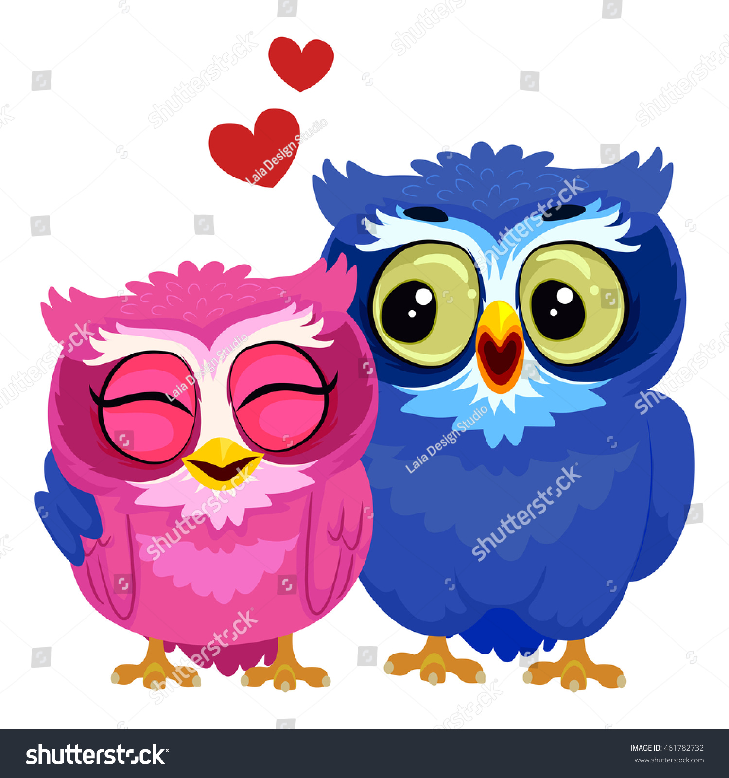 Vector Illustration Couple Owl Stock Vector 461782732 Shutterstock