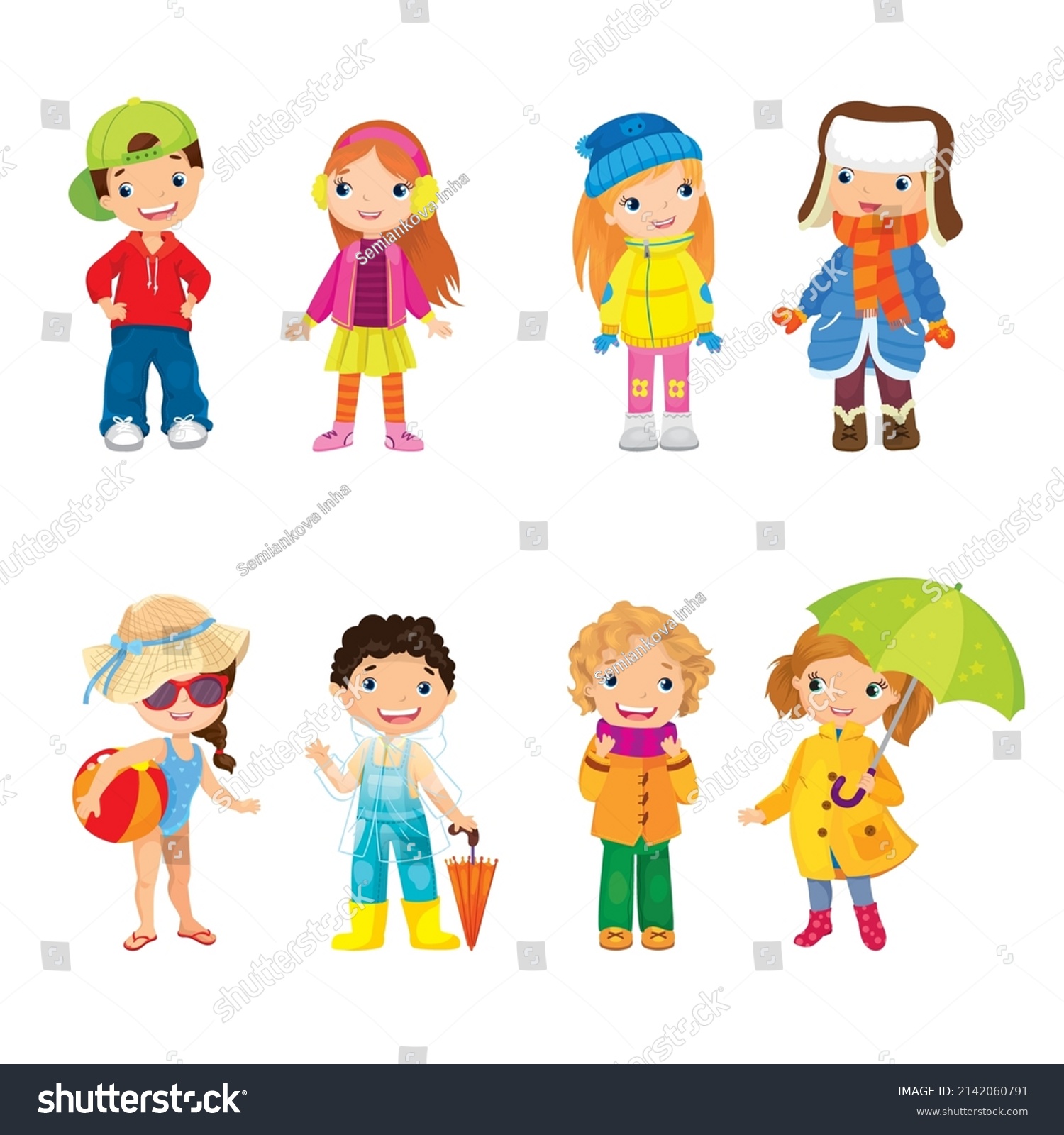 Vector Illustration Couples Children Who Dressed Stock Vector (Royalty ...