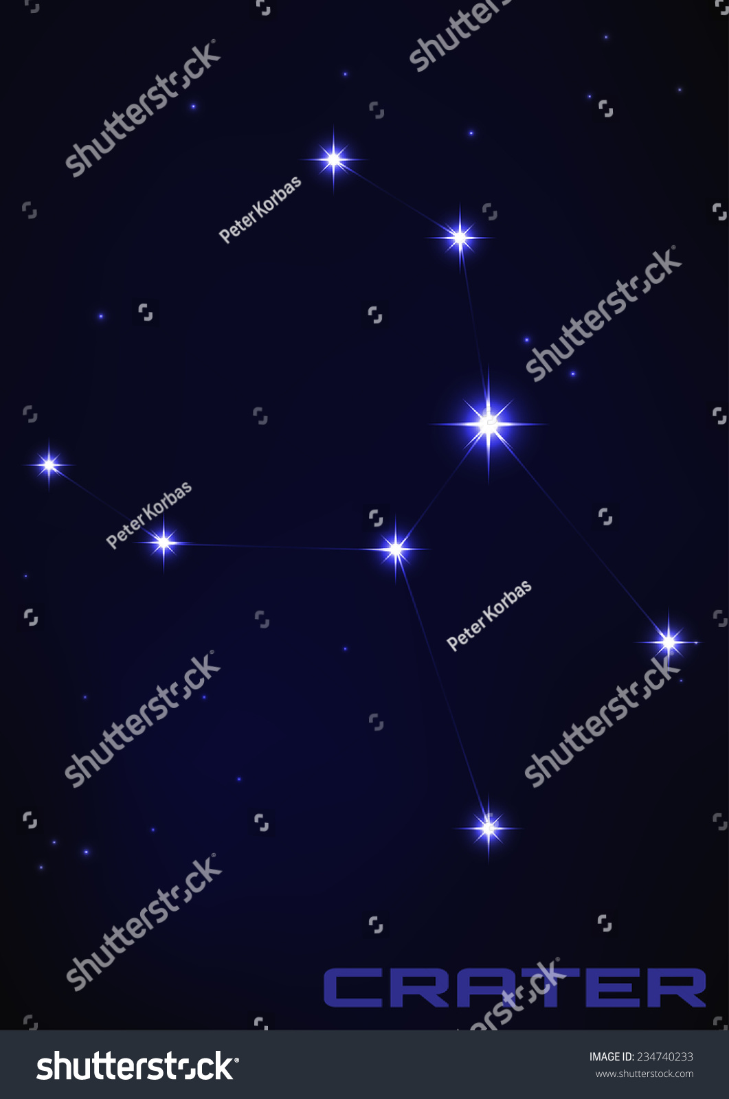 Vector Illustration Of Crater Constellation In Blue Vector Illustration Of Crater Constellation In Blue