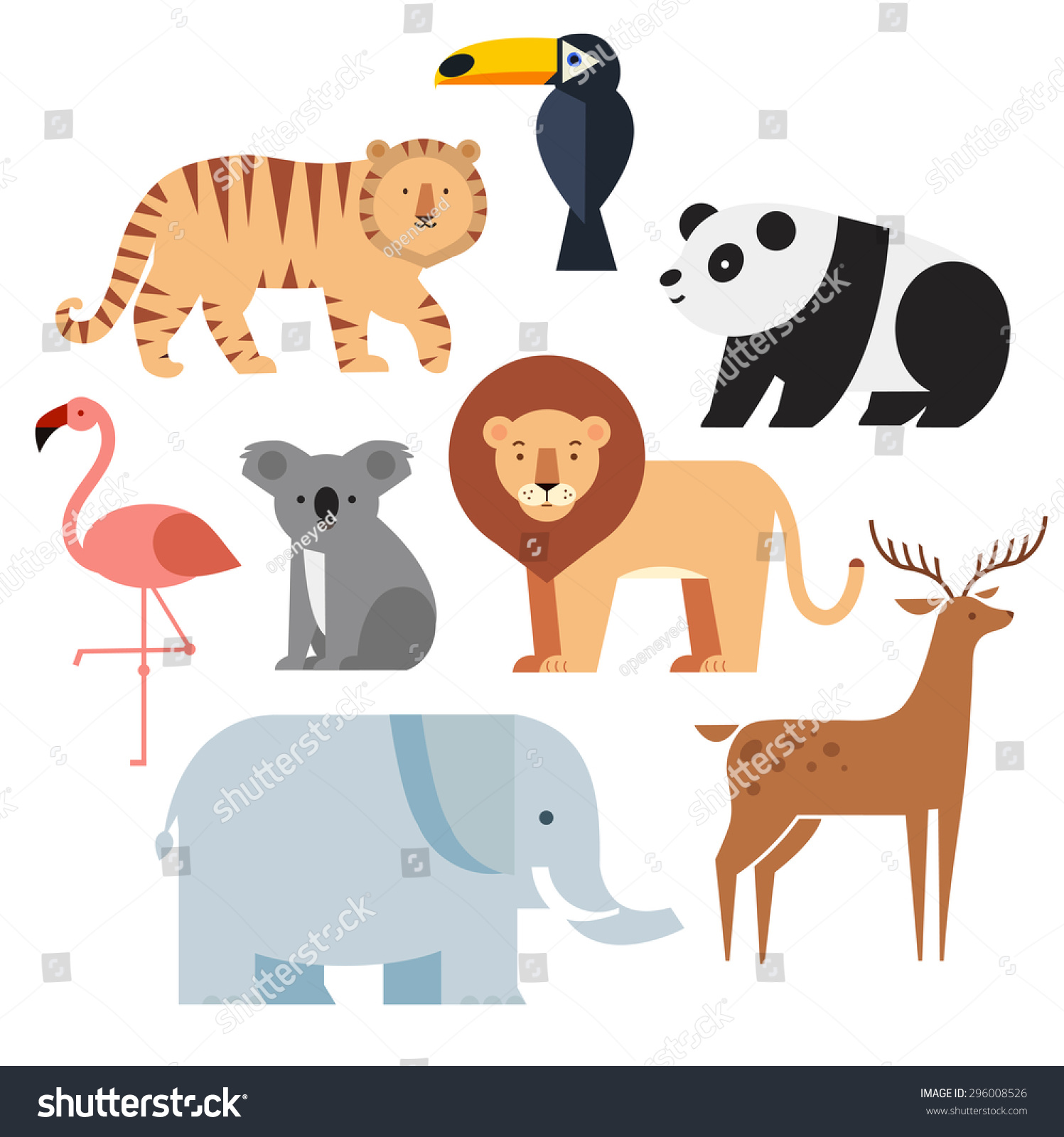 Vector Illustration Cute Animal Set Including Stock Vector 296008526 ...