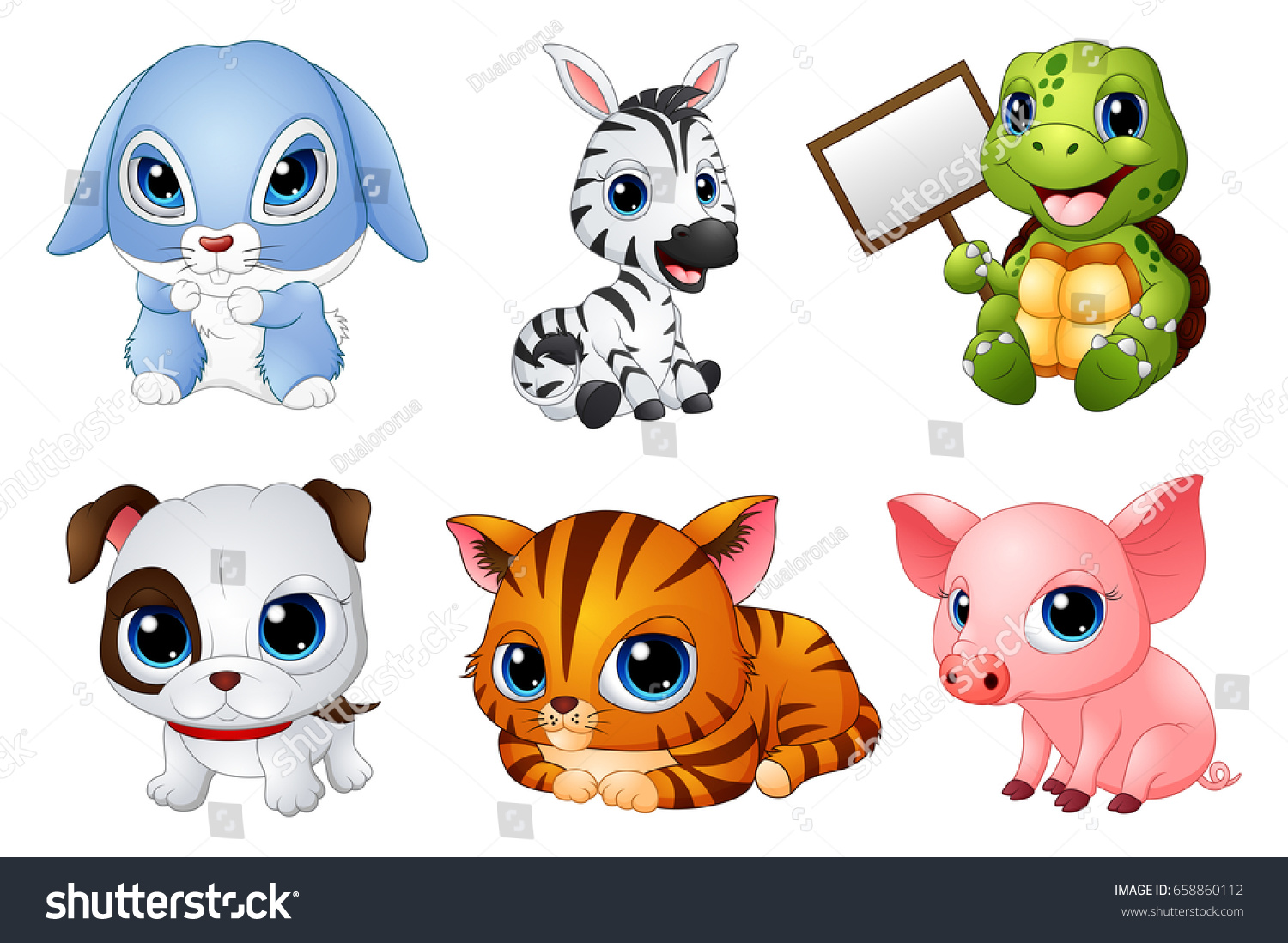 Vector Illustration Cute Animals Cartoon Set Stock Vector (Royalty Free