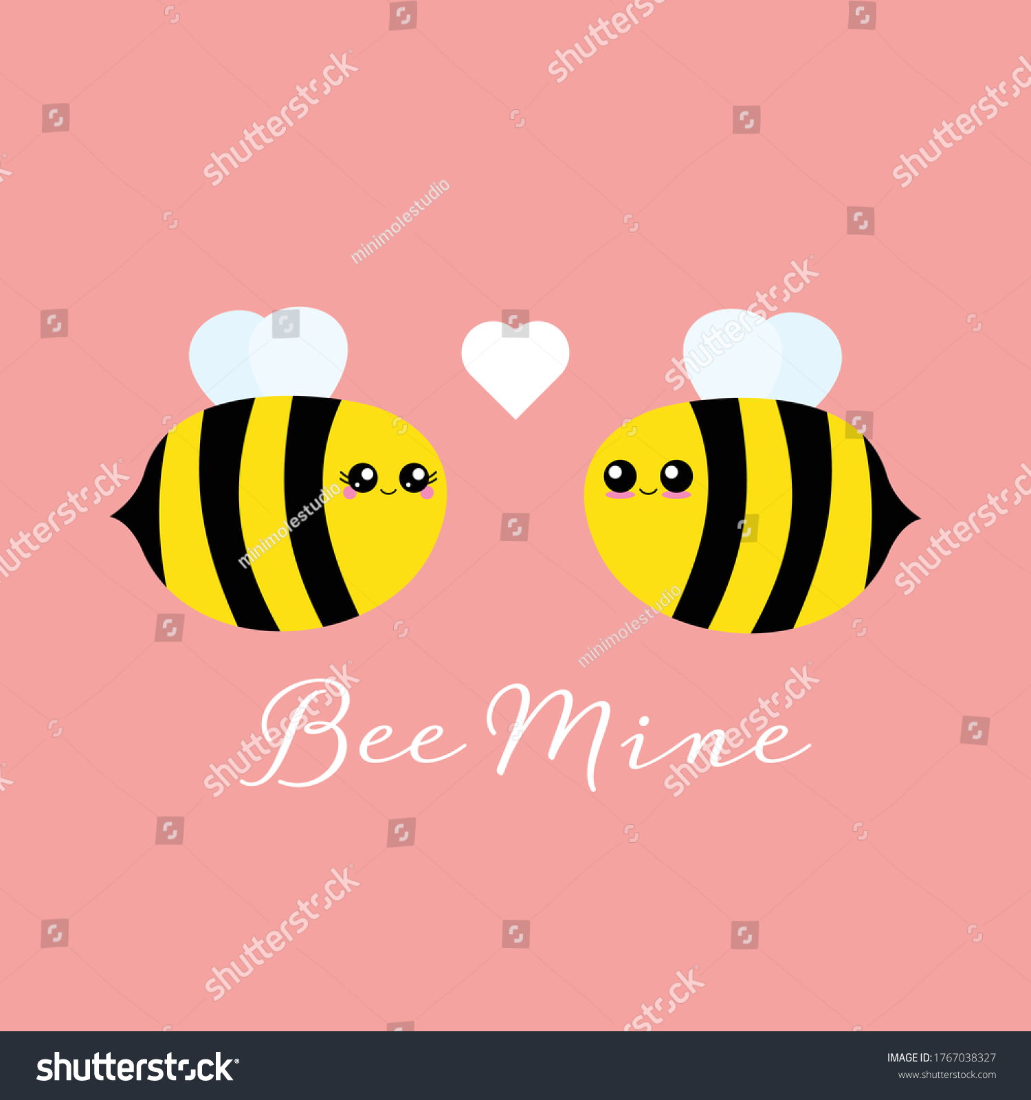 SVG of Vector illustration of 2 cute bees. Bee Mine. svg