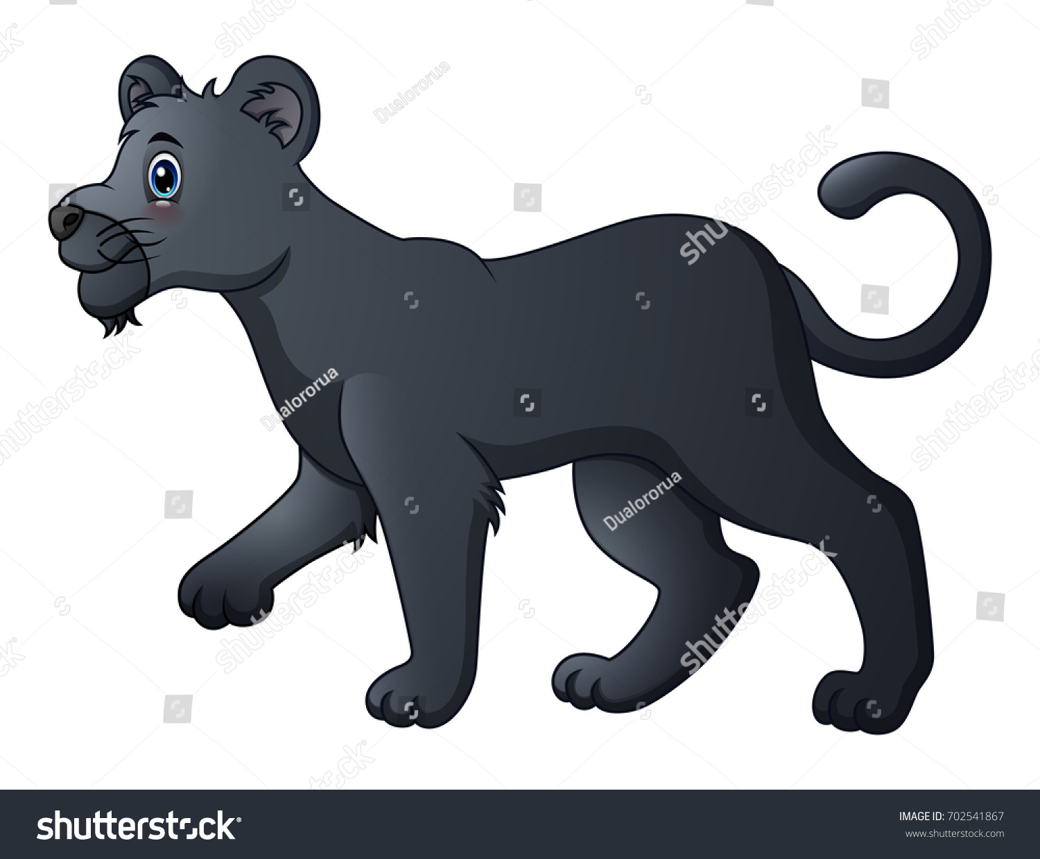 Vector Illustration Cute Black Panther Cartoon Stock Vector (Royalty