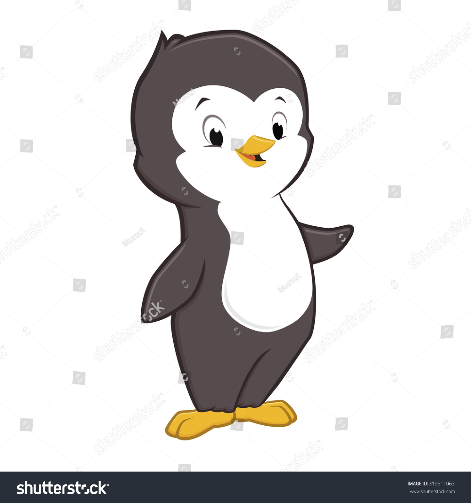 Vector Illustration Of Cute Cartoon Baby Penguin - 319511063 : Shutterstock