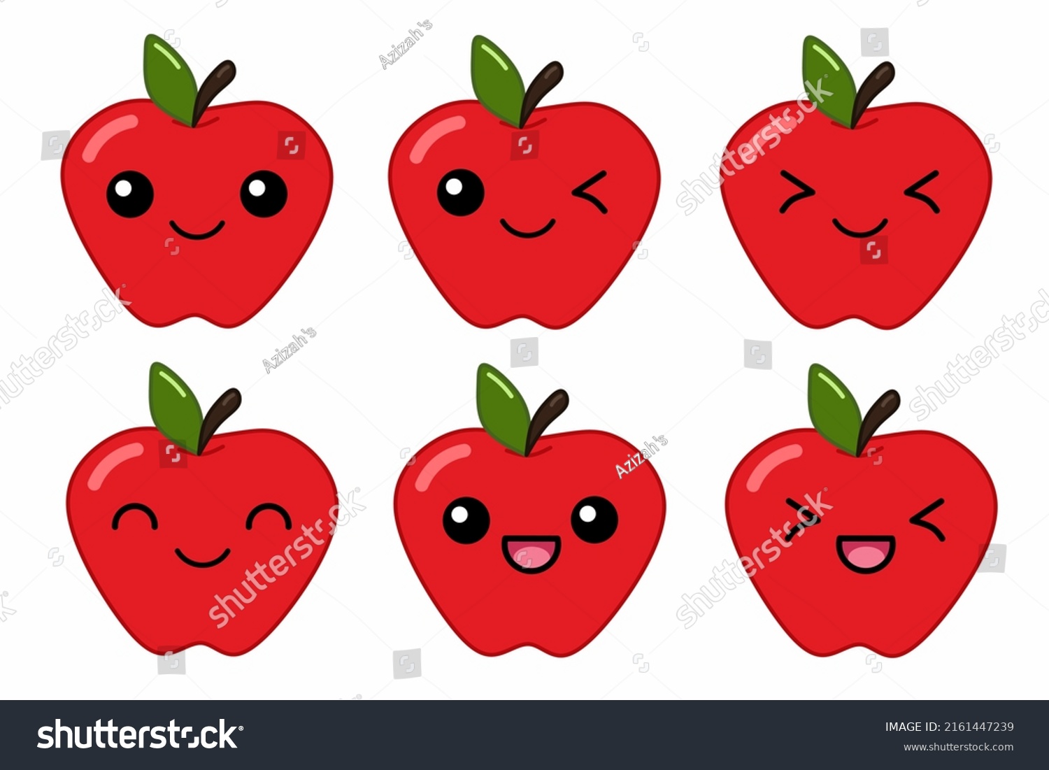 Vector Illustration Cute Cartoon Character Apple Stock Vector (Royalty ...