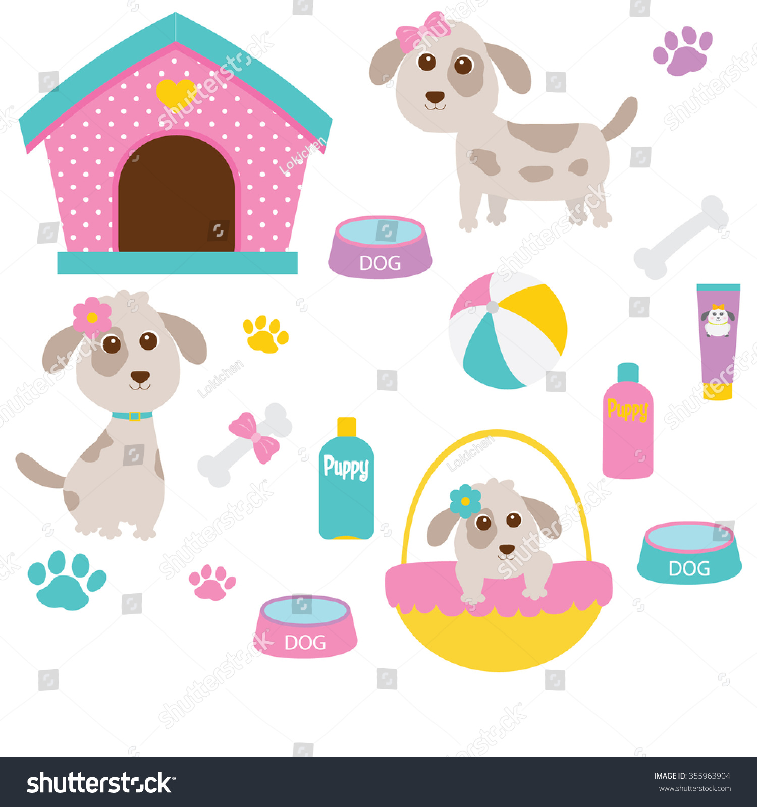 Vector Illustration Cute Dog Stock Vector (Royalty Free) 355963904