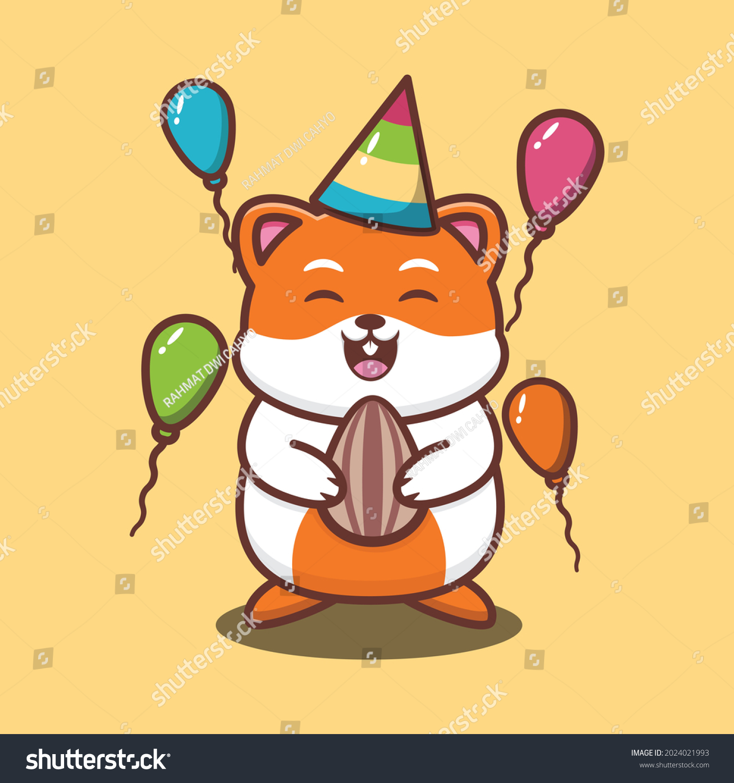 Vector Illustration Cute Hamster Celebrating Birthday Stock Vector Royalty Free Shutterstock