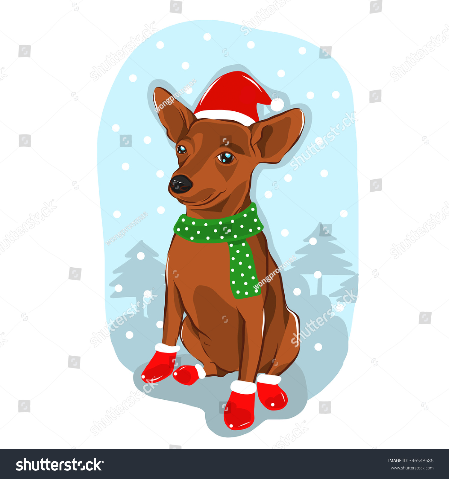 SVG of vector illustration of cute happy-chris-mas-miniature drawing style svg