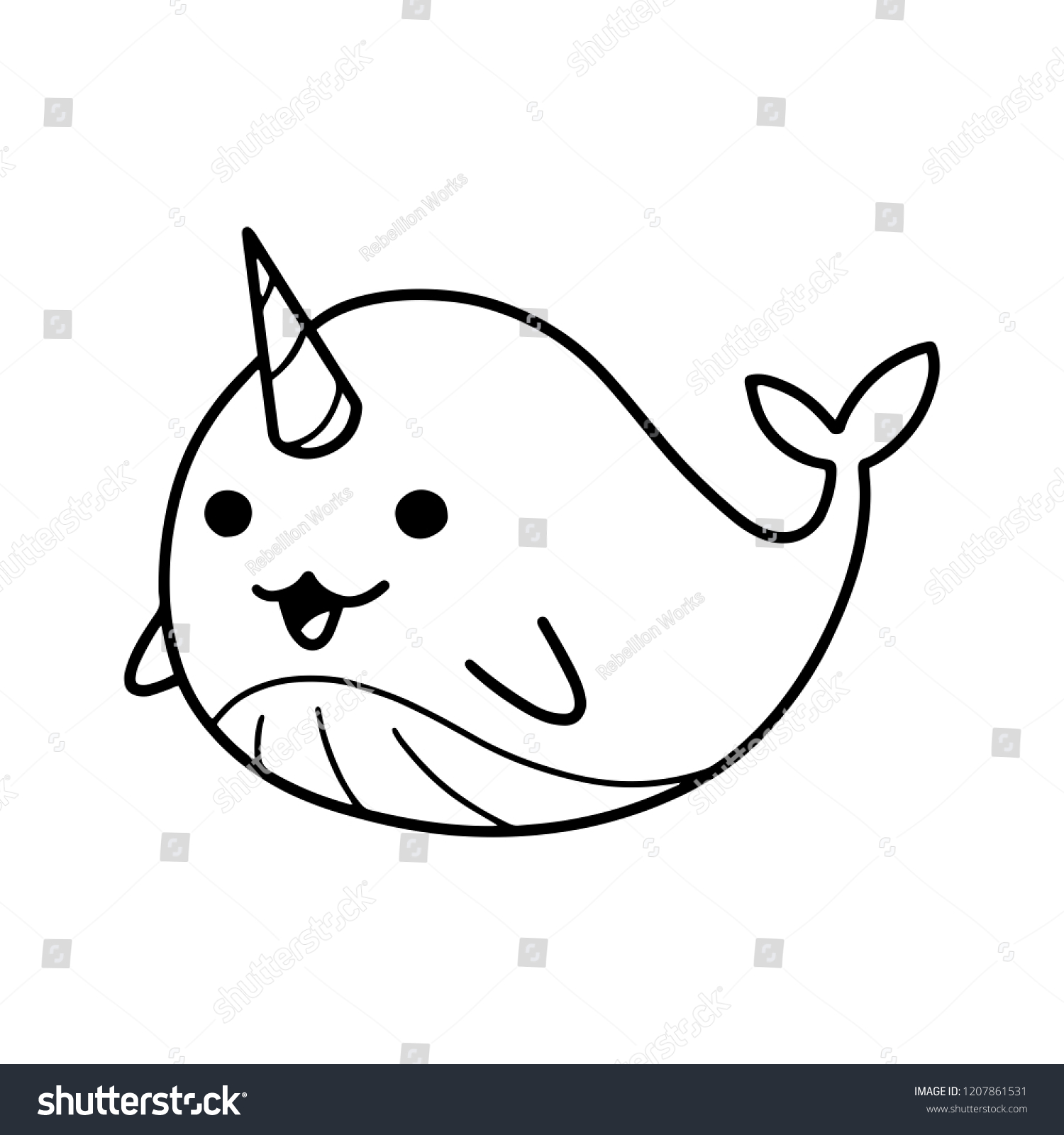 Vector Illustration Cute Narwhal Whale Uniwhale Stock Vector (Royalty ...