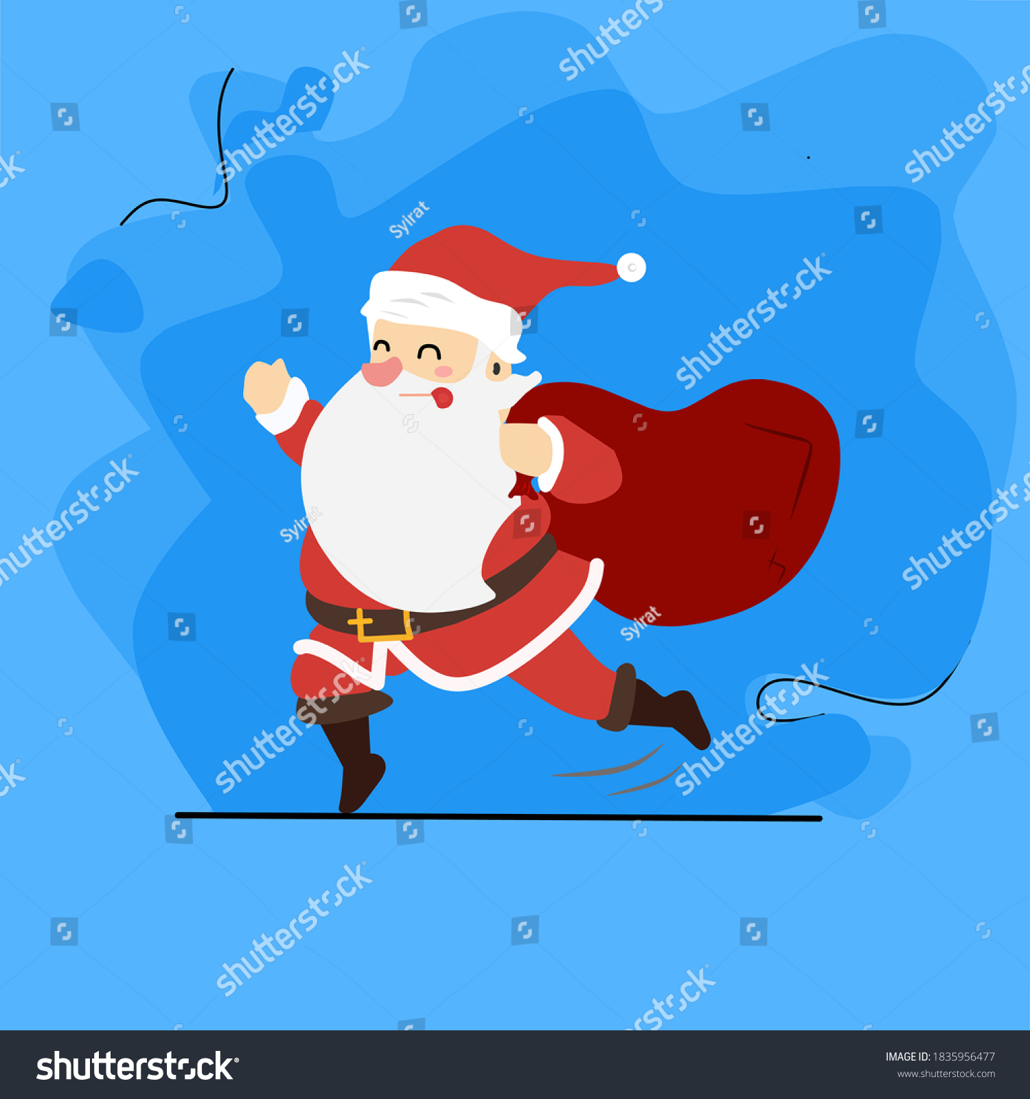 Vector Illustration Cute Santa Claus Running Stock Vector Royalty Free 1835956477 6701