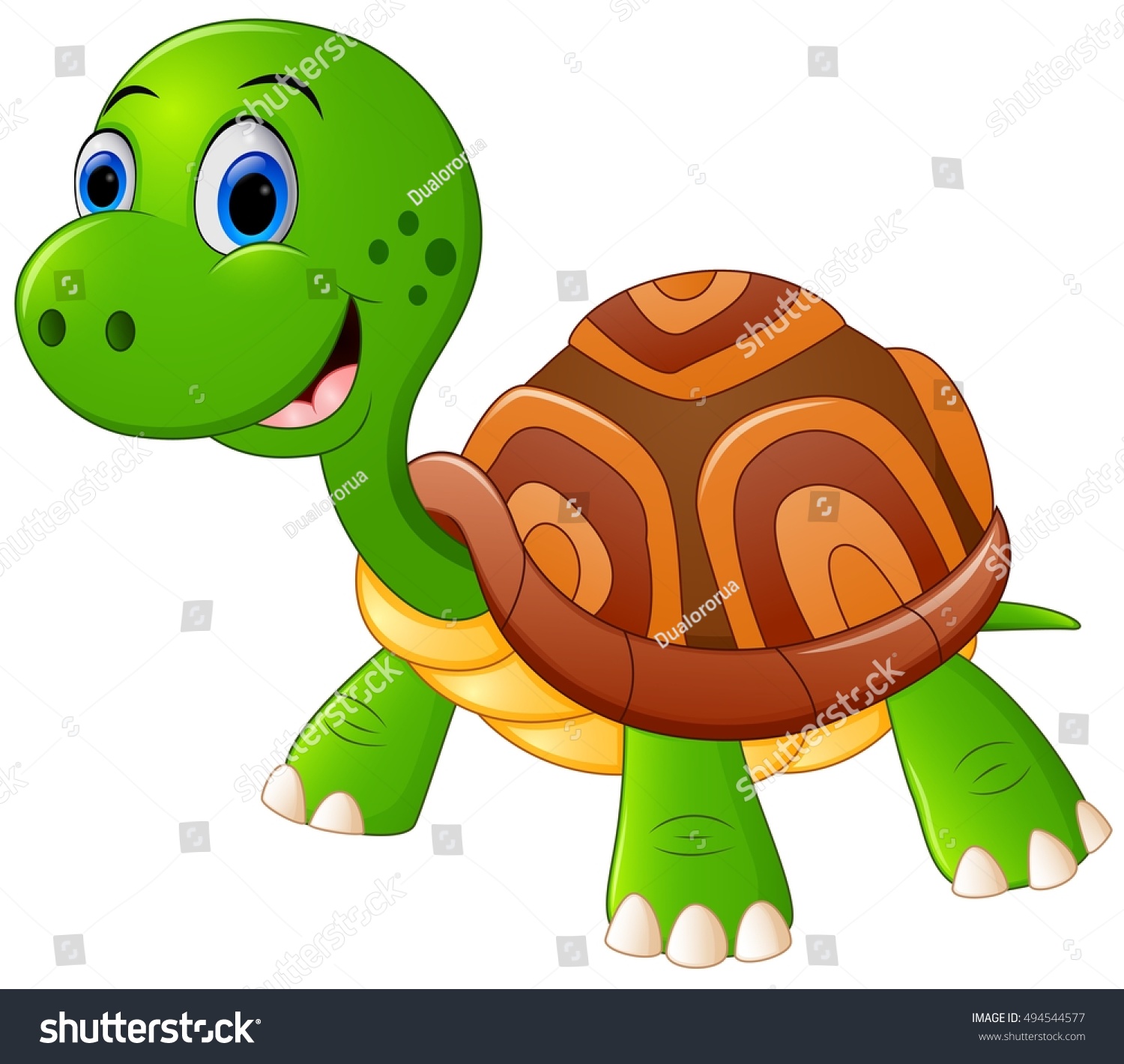 Vector Illustration Cute Turtle Cartoon Standing Stock Vector 494544577 ...