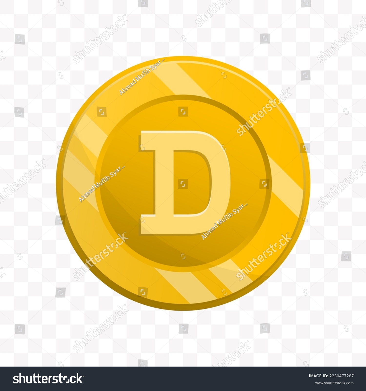 SVG of Vector illustration of Dogecoin  coin in gold color on transparent background (PNG). svg