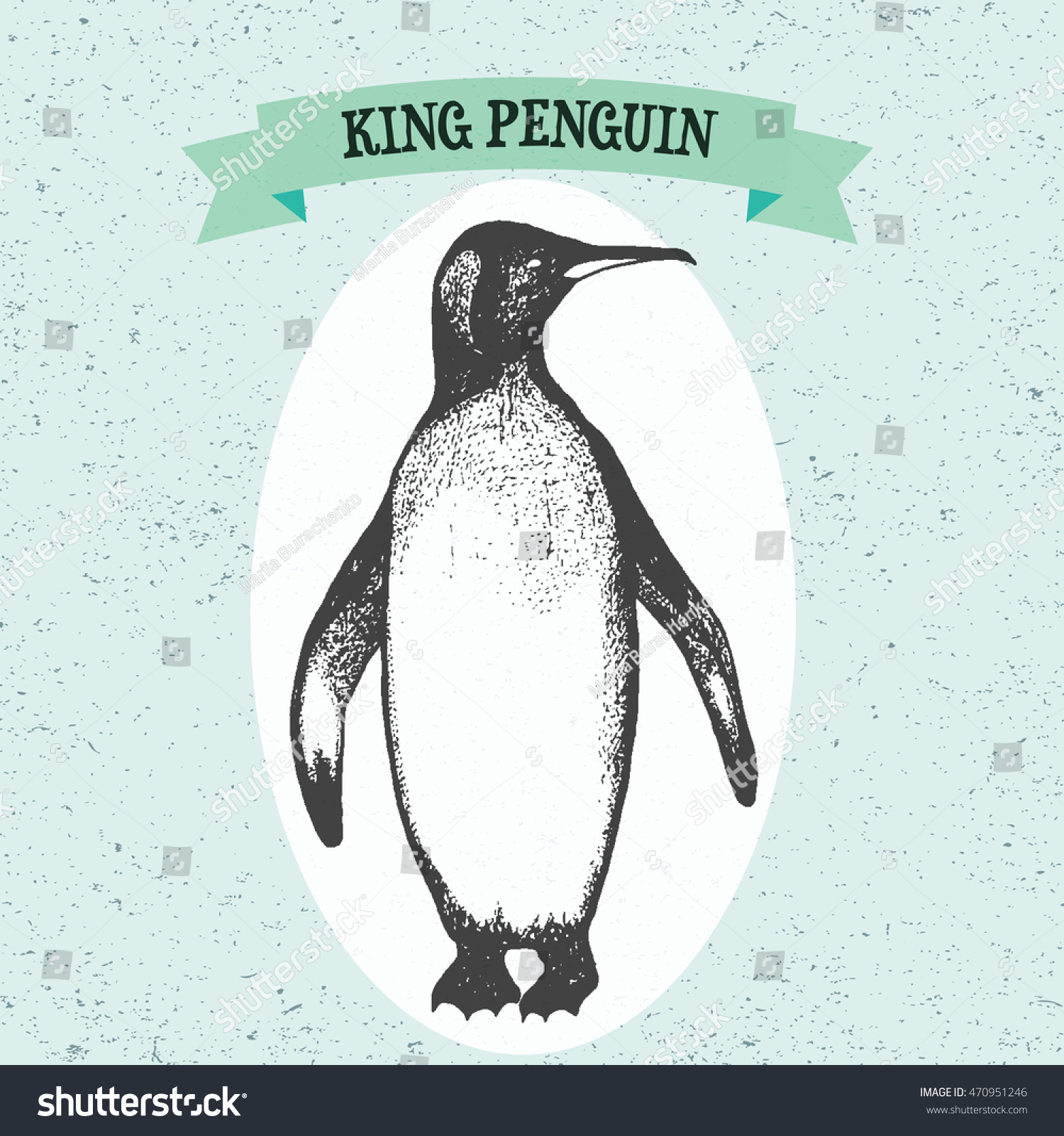 Vector Illustration Doodle King Penguin Isolated Stock Vector