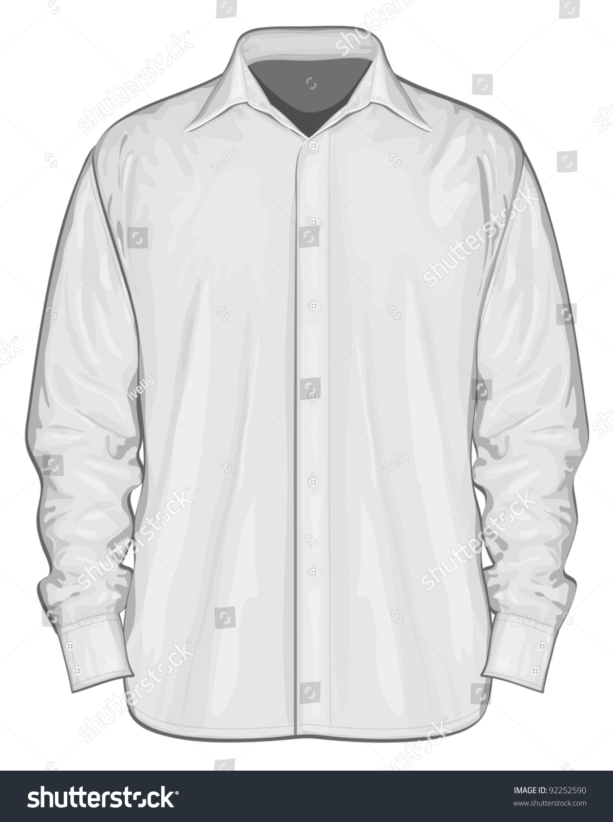 Vector Illustration Of Dress Shirt (Button-Down). Front View - 92252590 ...