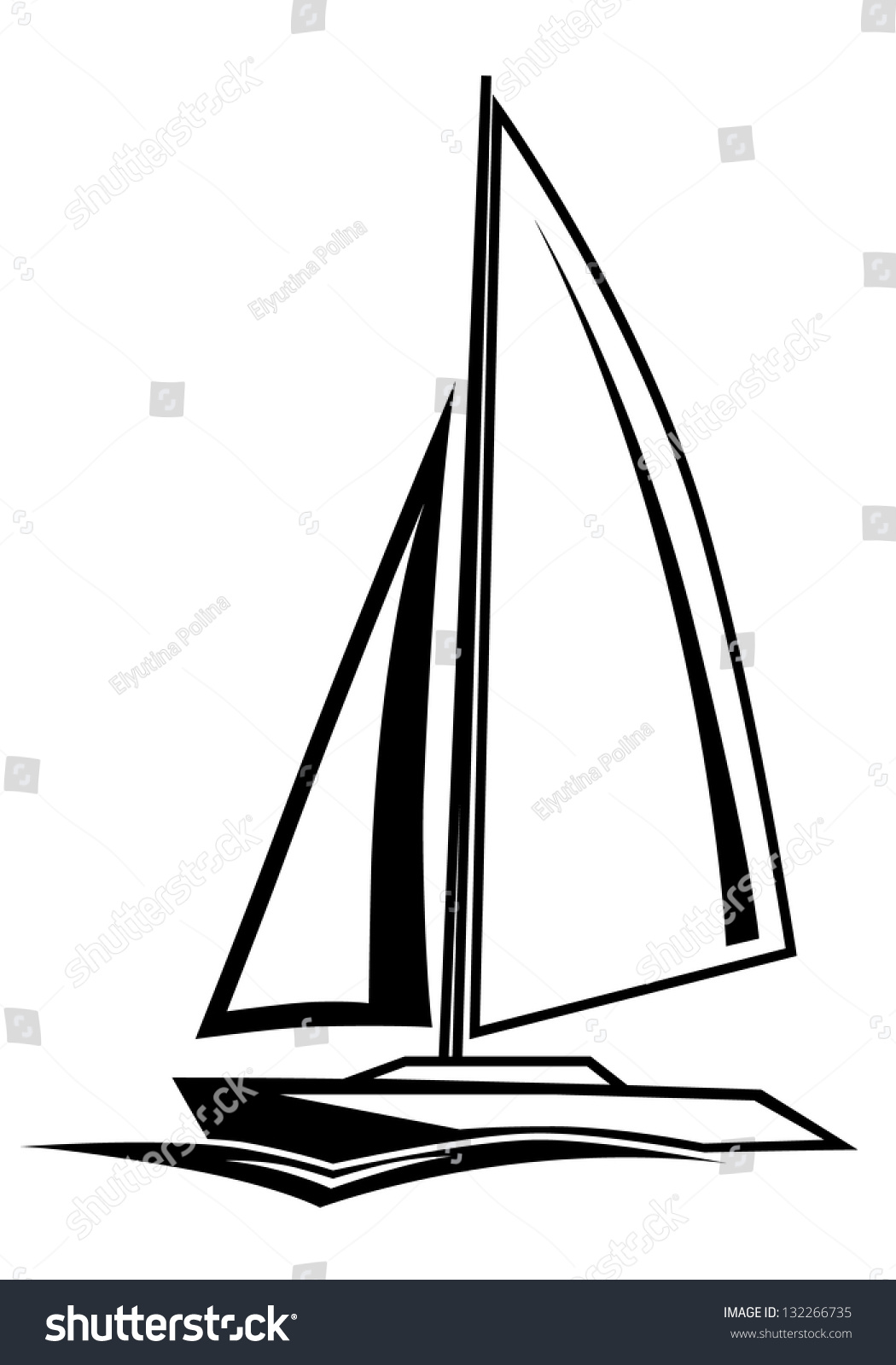 Vector Illustration Easy Sailing Ship Stock Vector 132266735 - Shutterstock