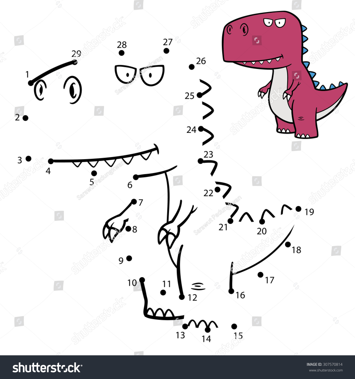 Vector Illustration Education Numbers Game Dinosaur Stock Vector ...