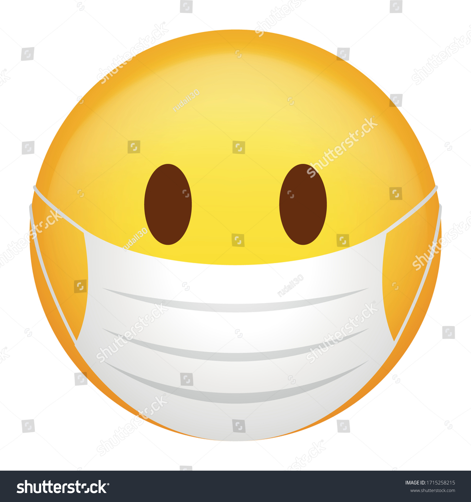 Vector Illustration Emoticon Wearing Medical Mask Stock Vector (Royalty ...