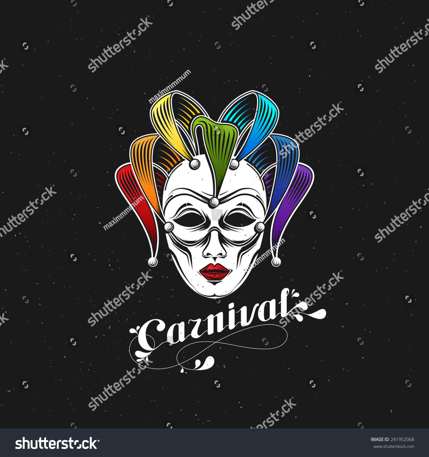 Vector Illustration Engraving Rainbow Carnival Mask Stock Vector ...