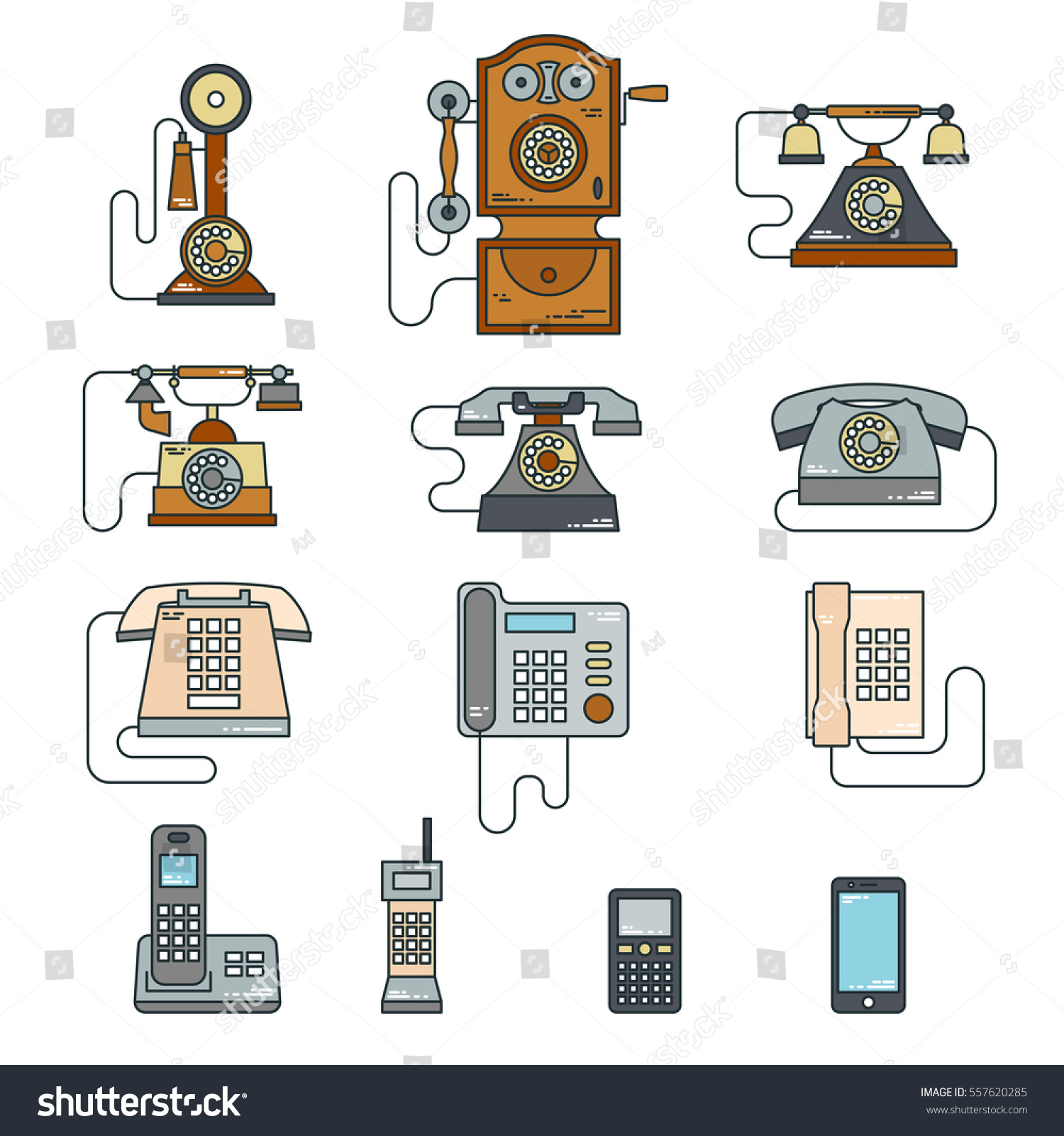 Vector Illustration Evolution Communication Devices Classic Stock ...
