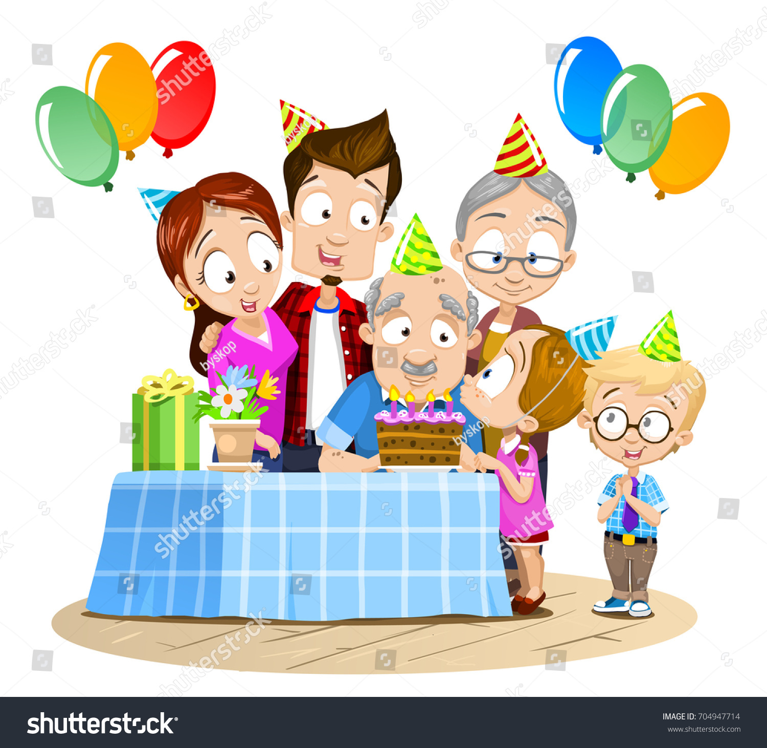 Download Vector Illustration Family Celebrating Birthday Together ...