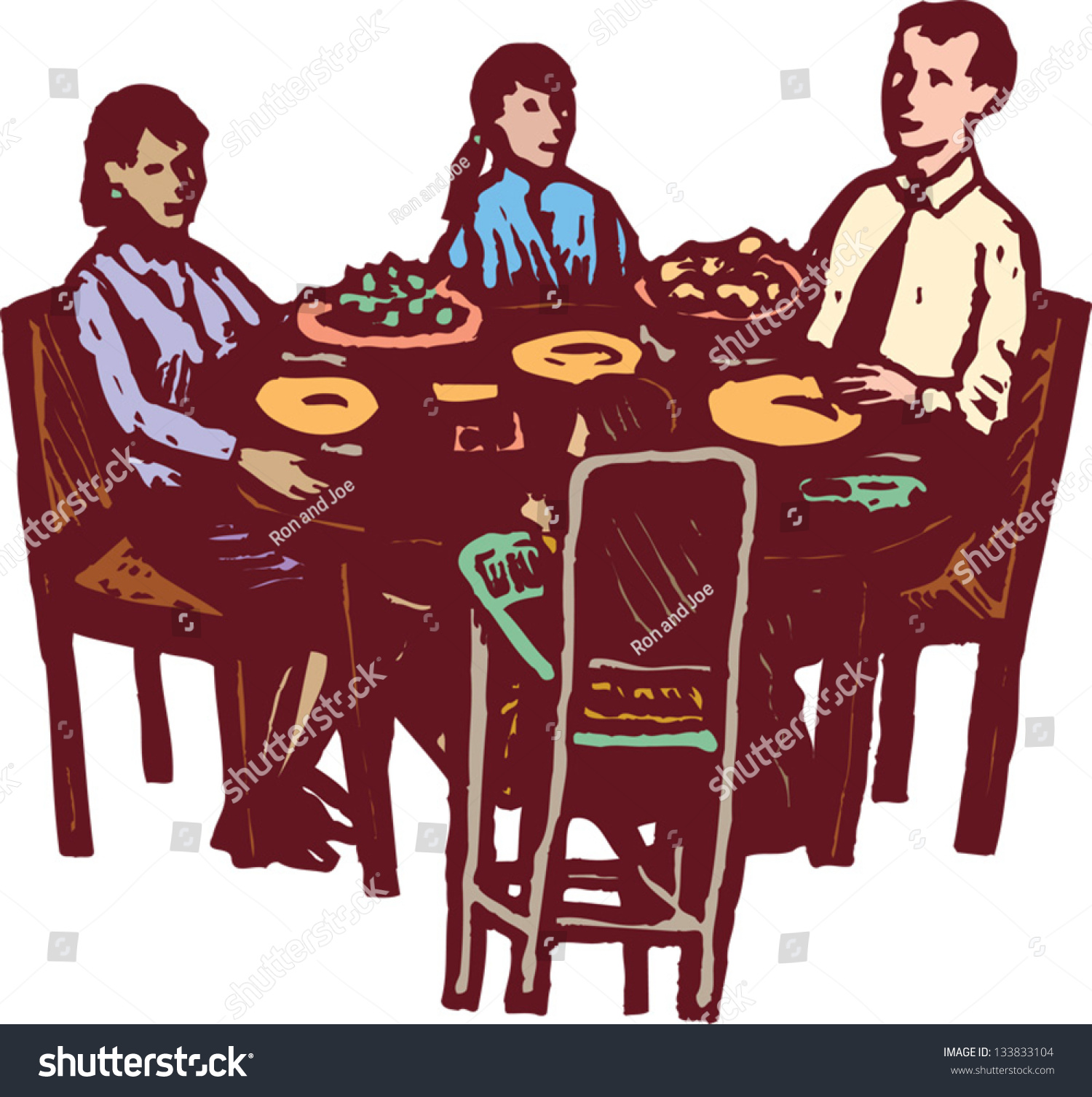 Vector Illustration Family Dinner Dinner Table Stock Vector 133833104  Shutterstock