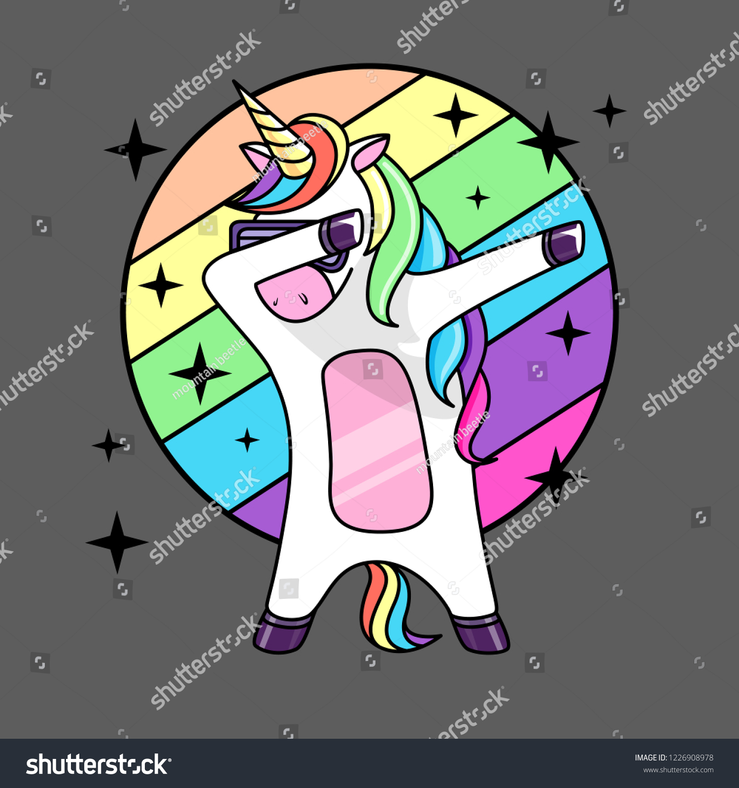 SVG of Vector illustration of fantasy dabbing horse unicorn. Flat style design svg